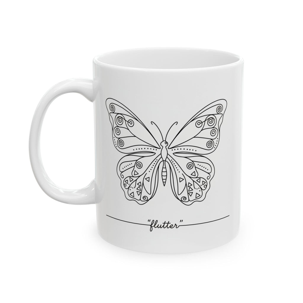 Butterfly Line Art Ceramic Coffee Mug(11oz & 15oz)