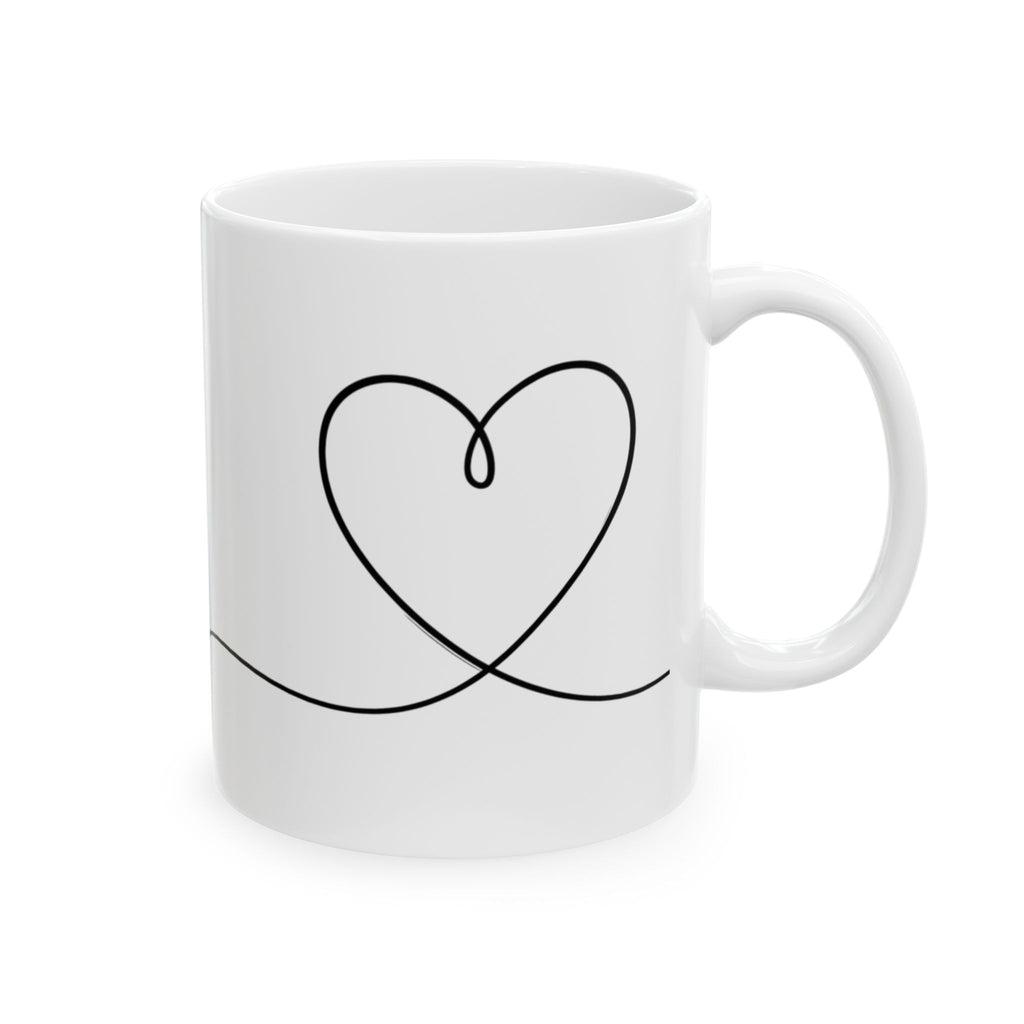 Minimal Heart Line Art Ceramic Coffee Mug (11oz, 15oz)