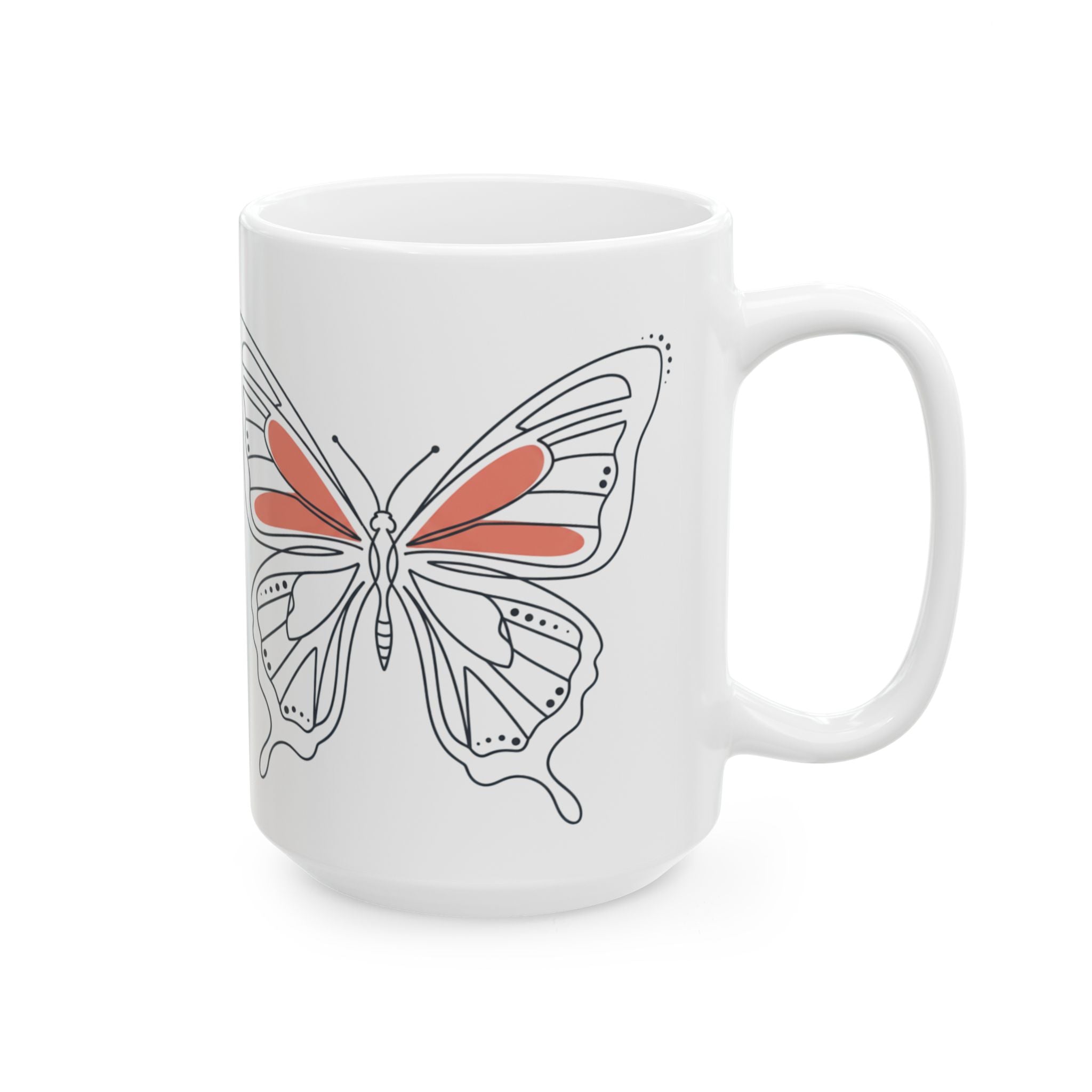 Art Line Butterfly Ceramic Coffee Mug  (11oz, 15oz)