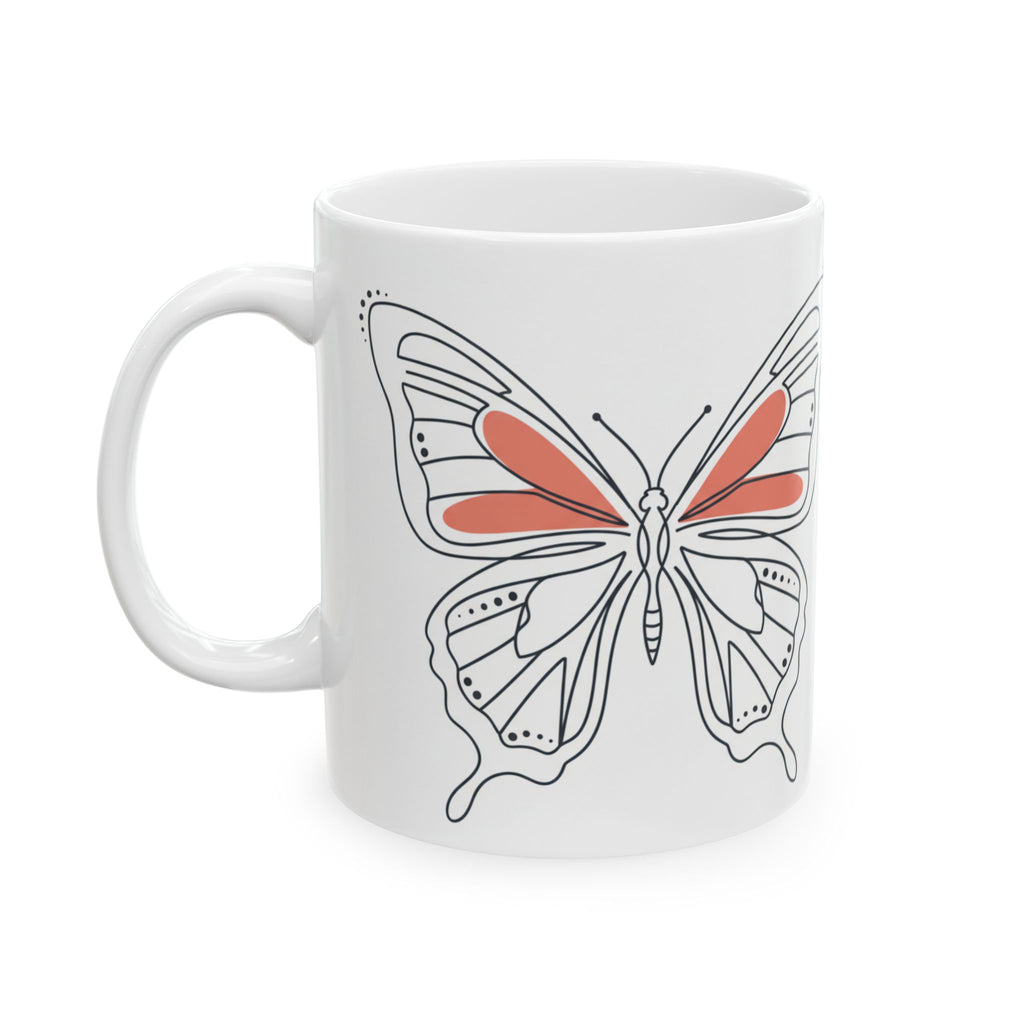 Art Line Butterfly Ceramic Coffee Mug  (11oz, 15oz)
