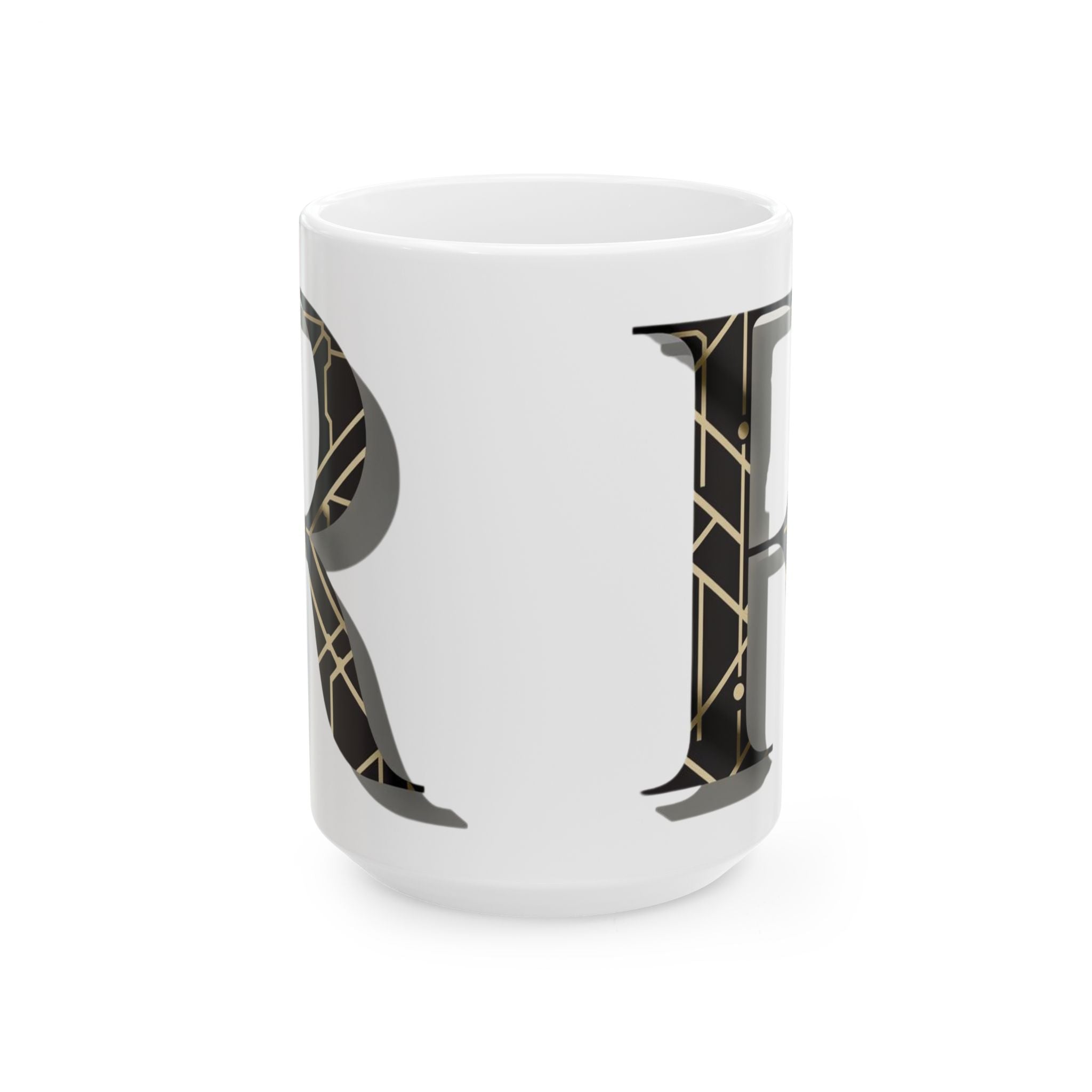 Elegant & Modern Letter R Ceramic Coffee Mug (11oz, 15oz)