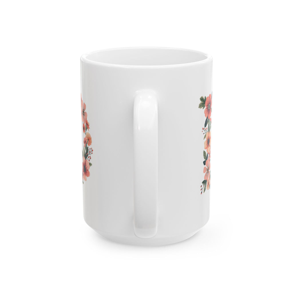 Floral Letter D Ceramic Coffee Mug  (11oz & 15oz)