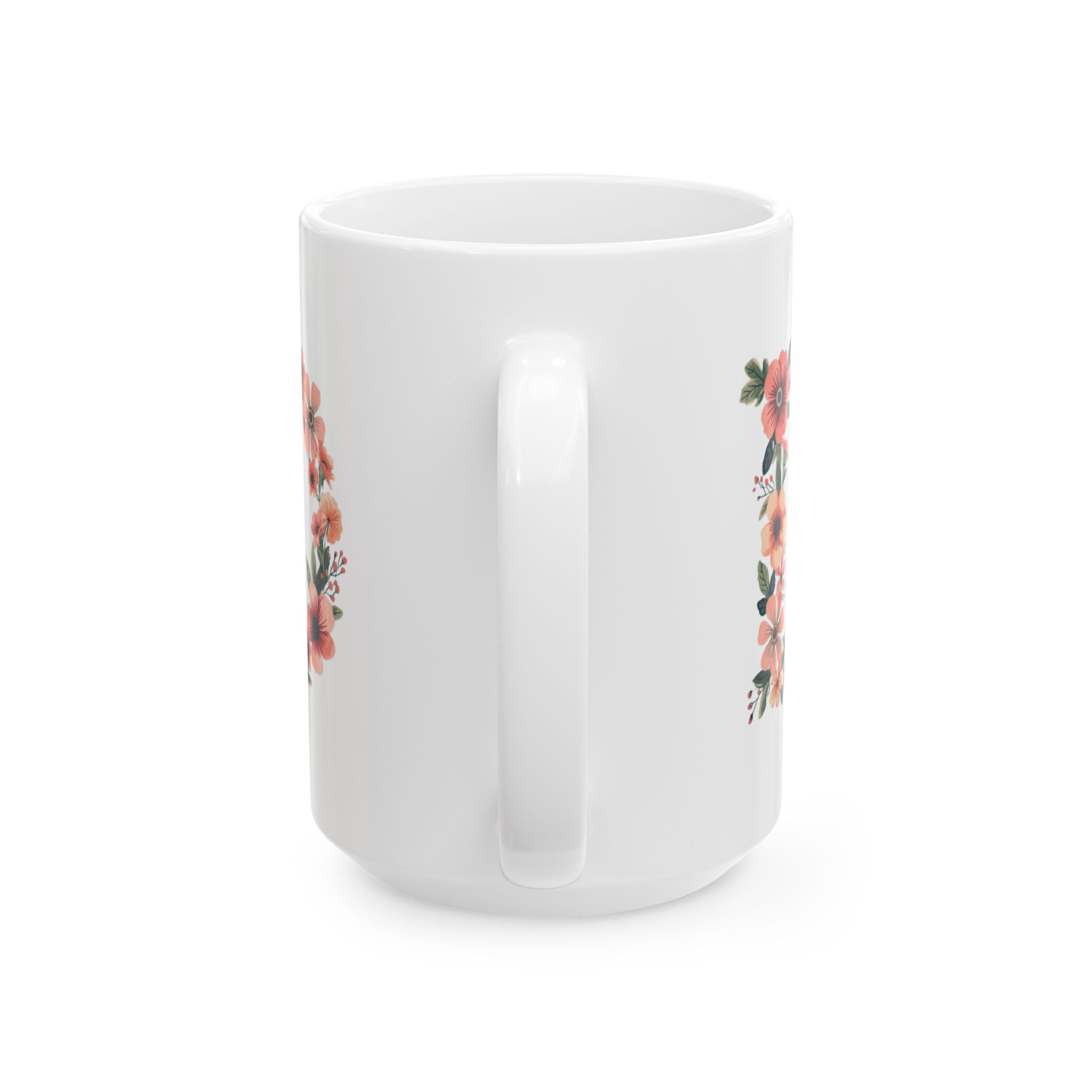 Floral Letter D Ceramic Coffee Mug  (11oz & 15oz)