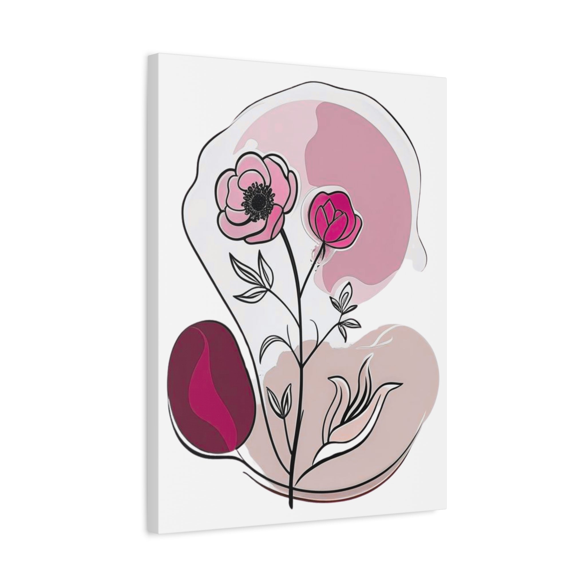 Dark Pink Abstract Floral Wall Art Canvas