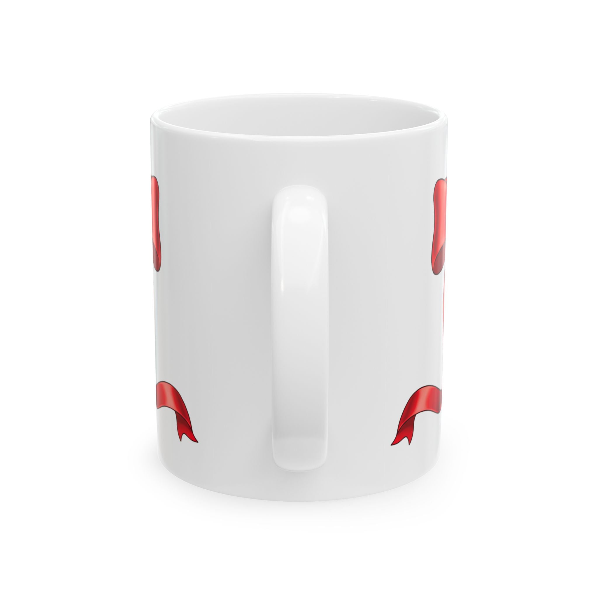 Red Ribbon Ceramic Coffee Mug (11oz, 15oz)