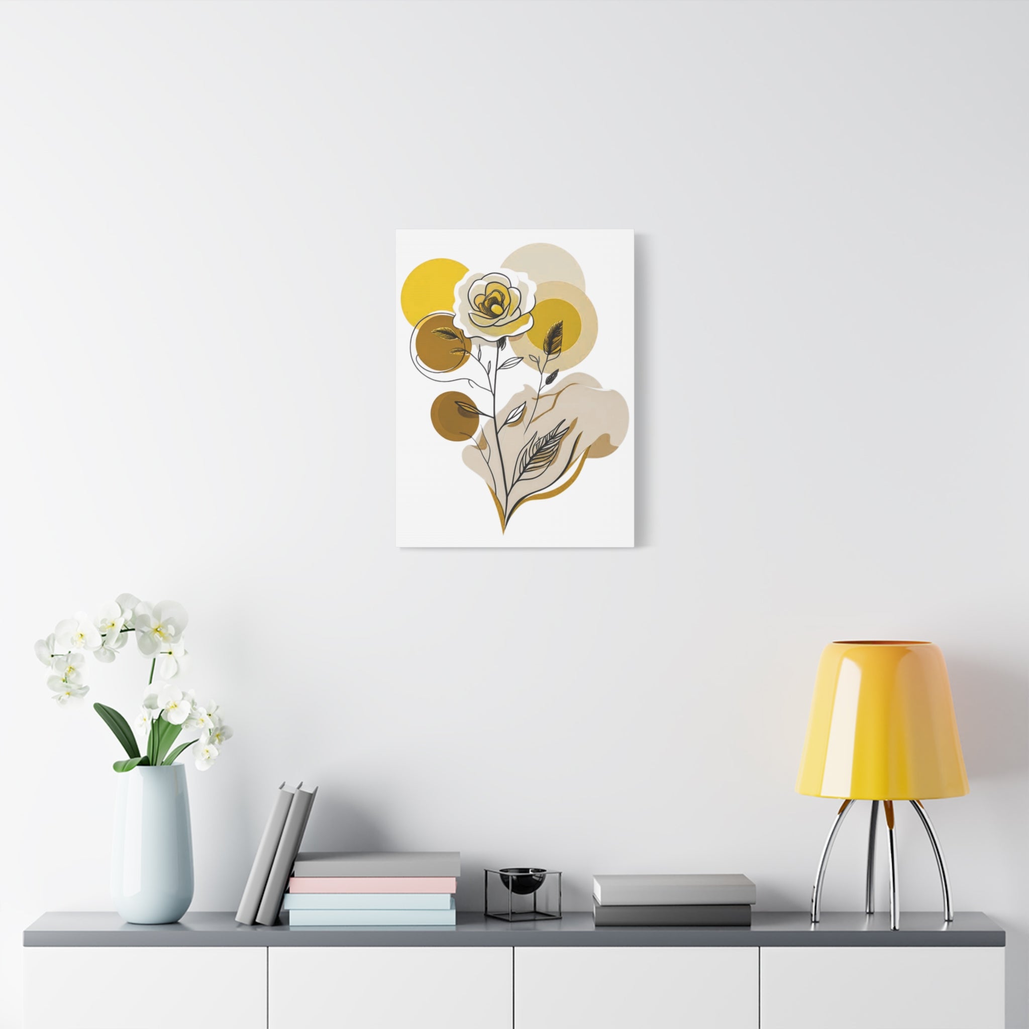 Yellow Abstract Floral Wall Art Canvas