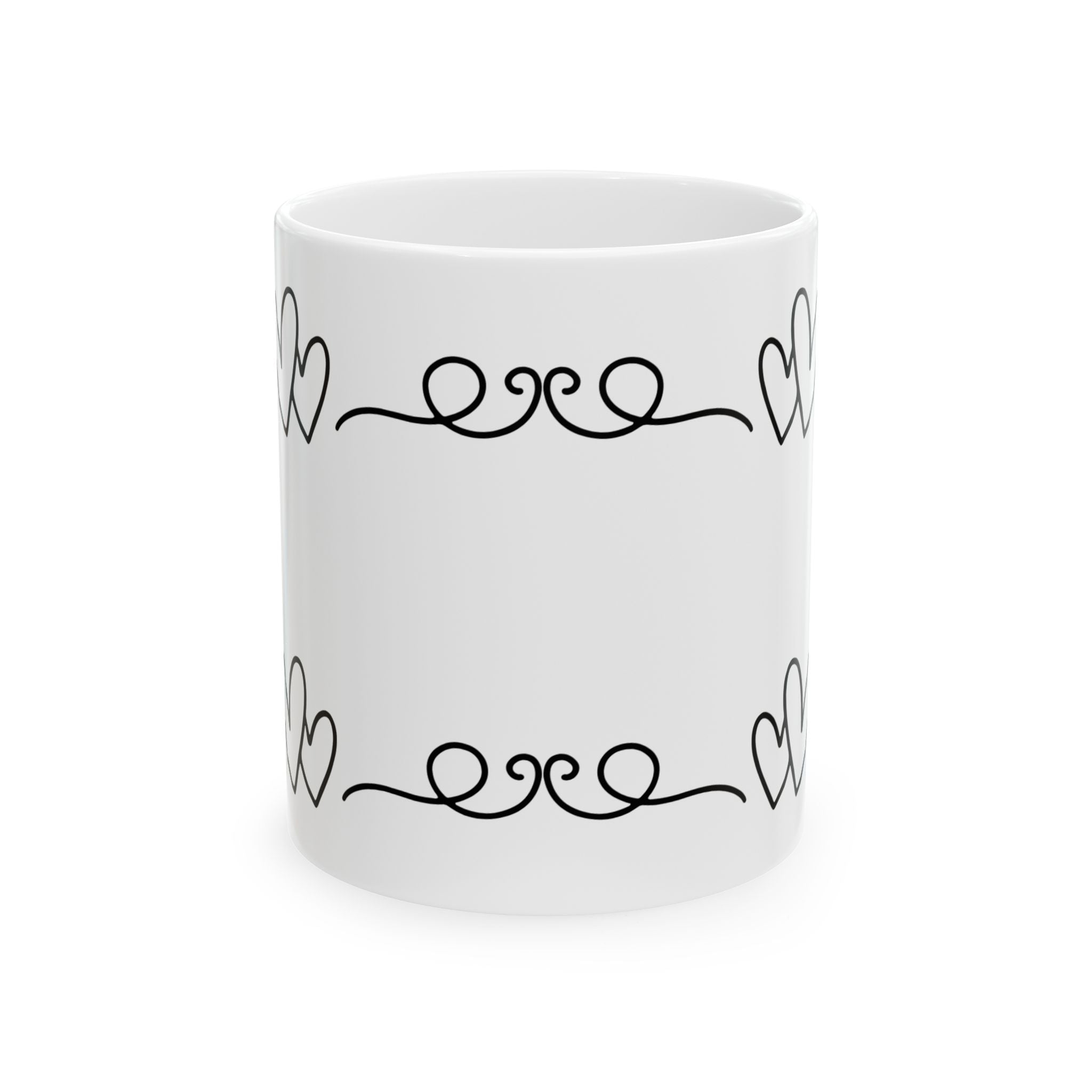 Minimal Heart Swirl Ceramic Coffee Mug (11oz, 15oz)