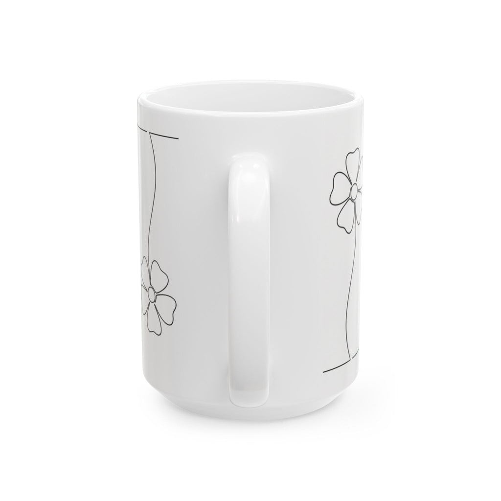 Minimal Line Art Daisy Ceramic Coffee Mug(11oz, 15oz)