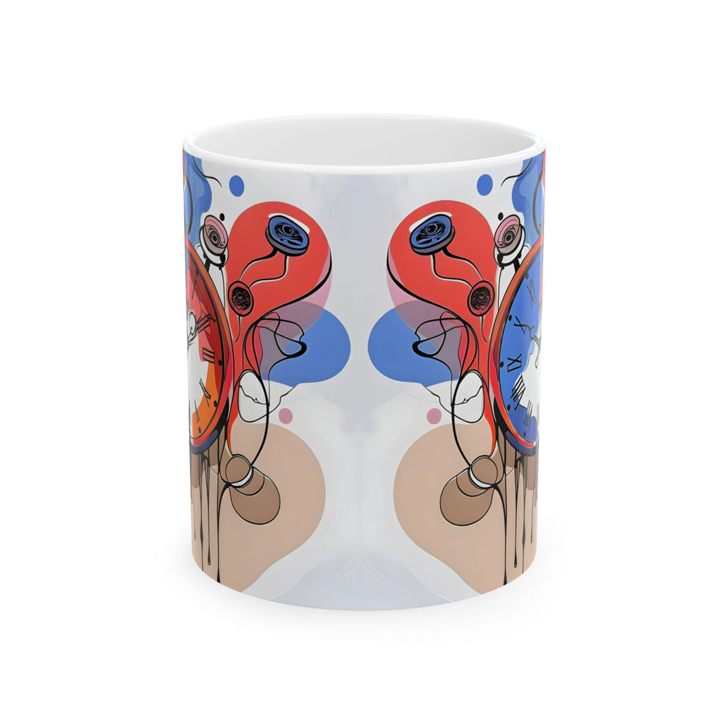 Multicolor Abstract Clock Ceramic Mug 11oz
