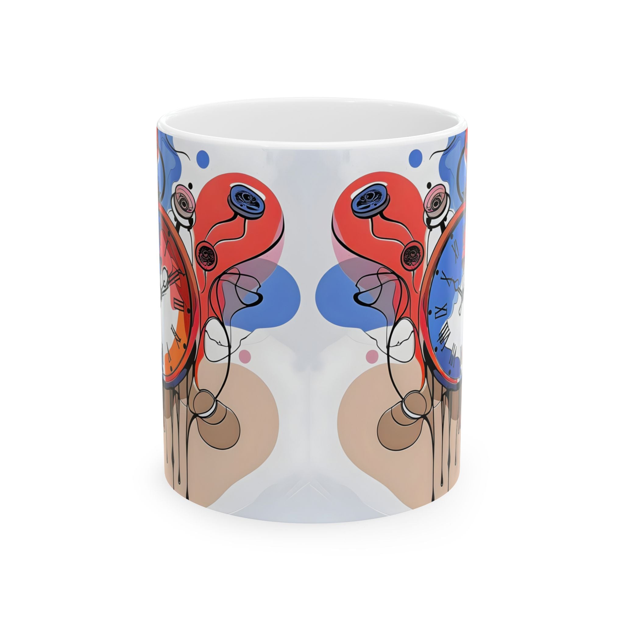 Multicolor Abstract Clock Ceramic Mug 11oz