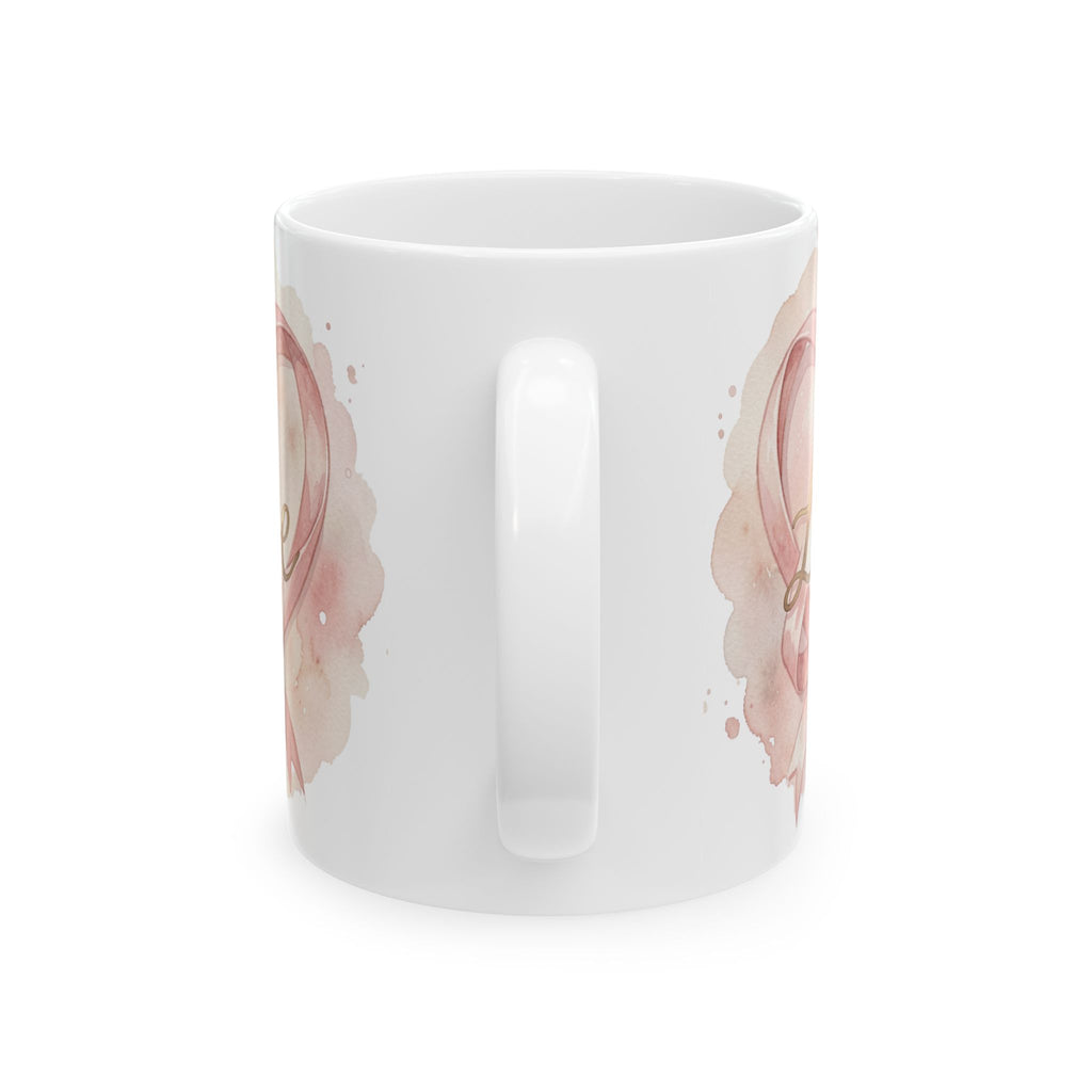 Ceramic Coffee Mug with Pink Breast Cancer Ribbon (11oz/15oz)