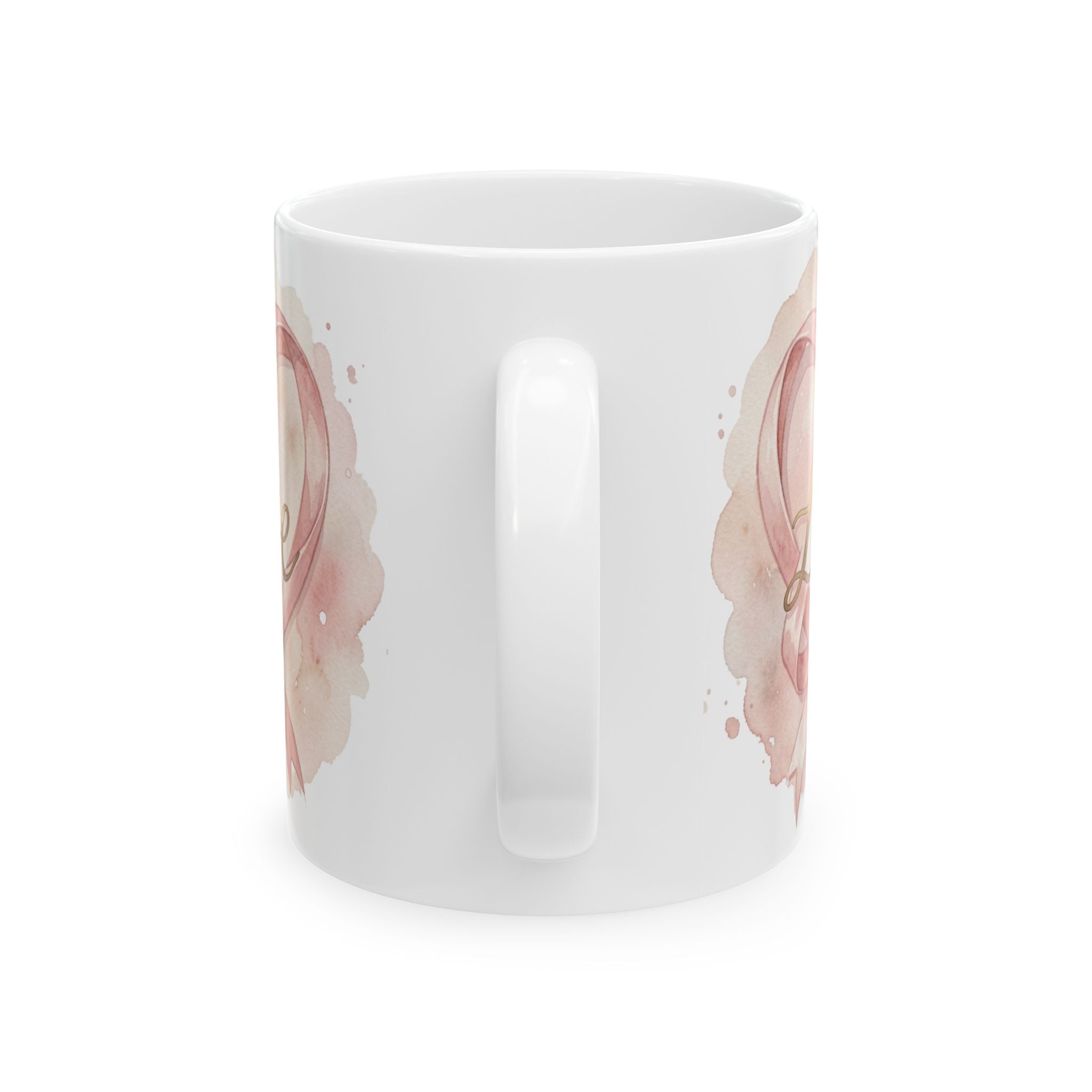 Ceramic Coffee Mug with Pink Breast Cancer Ribbon (11oz/15oz)