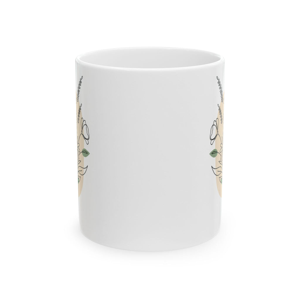 Floral Line Art Arrangement Ceramic Coffee Mug (11oz, 15oz)