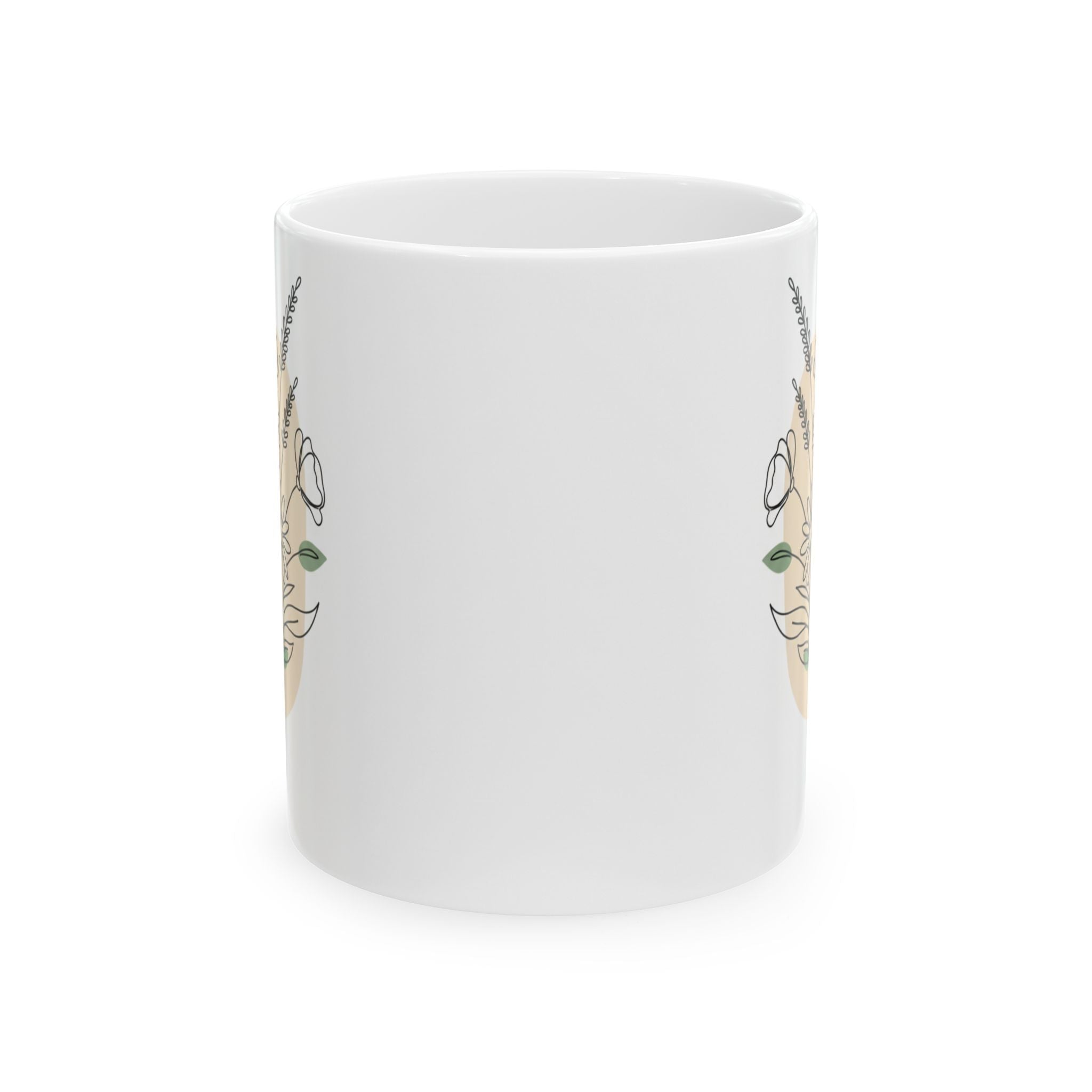 Floral Line Art Arrangement Ceramic Coffee Mug (11oz, 15oz)