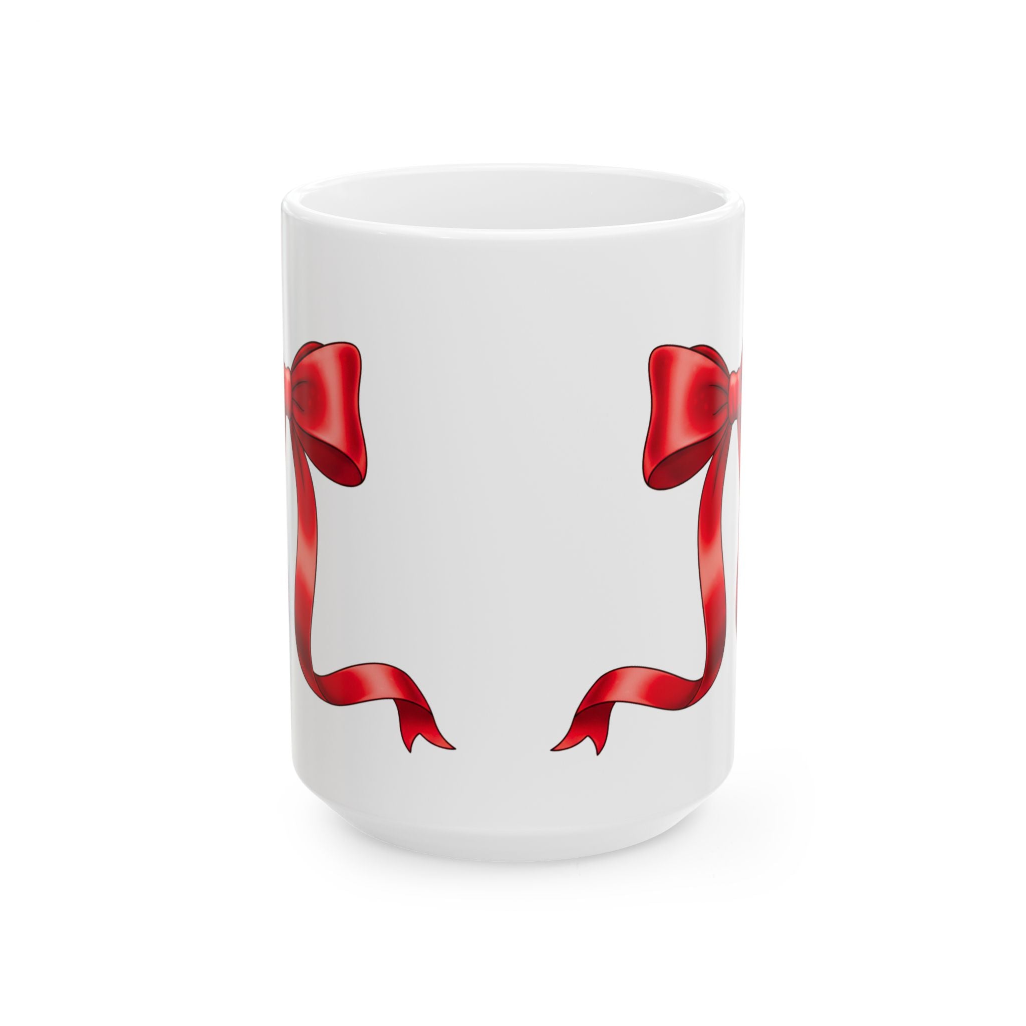 Red Ribbon Ceramic Coffee Mug (11oz, 15oz)