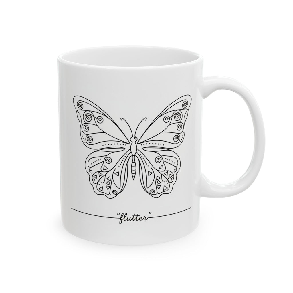 Butterfly Line Art Ceramic Coffee Mug(11oz & 15oz)