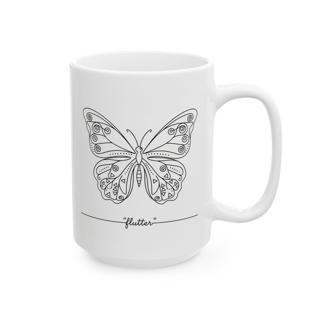 Butterfly Line Art Ceramic Coffee Mug(11oz & 15oz)