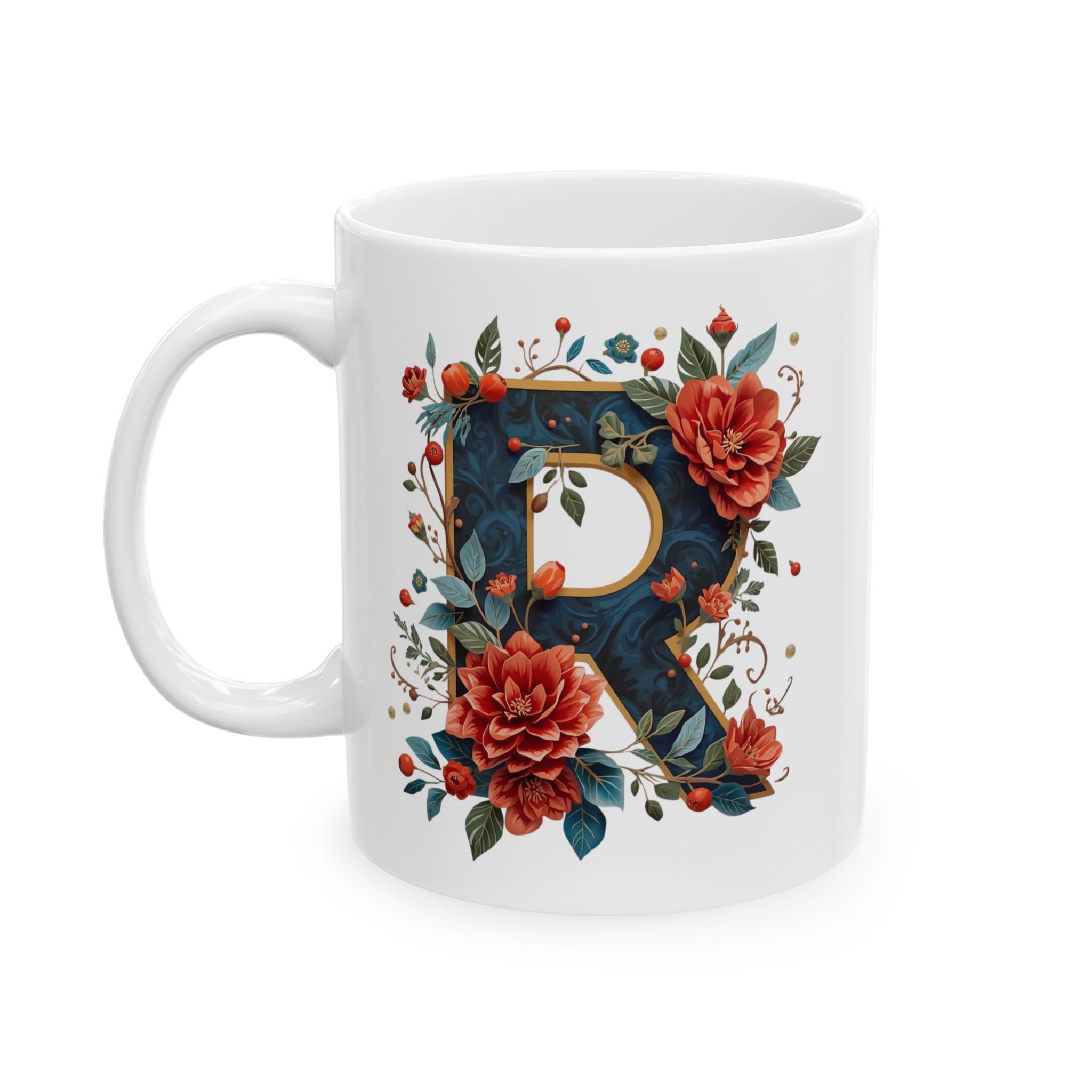 Floral Letter R Ceramic Mug 11oz/15oz