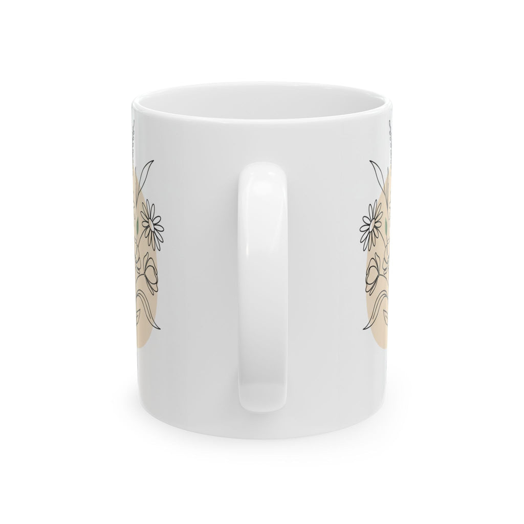 Floral Line Art Arrangement Ceramic Coffee Mug (11oz, 15oz)