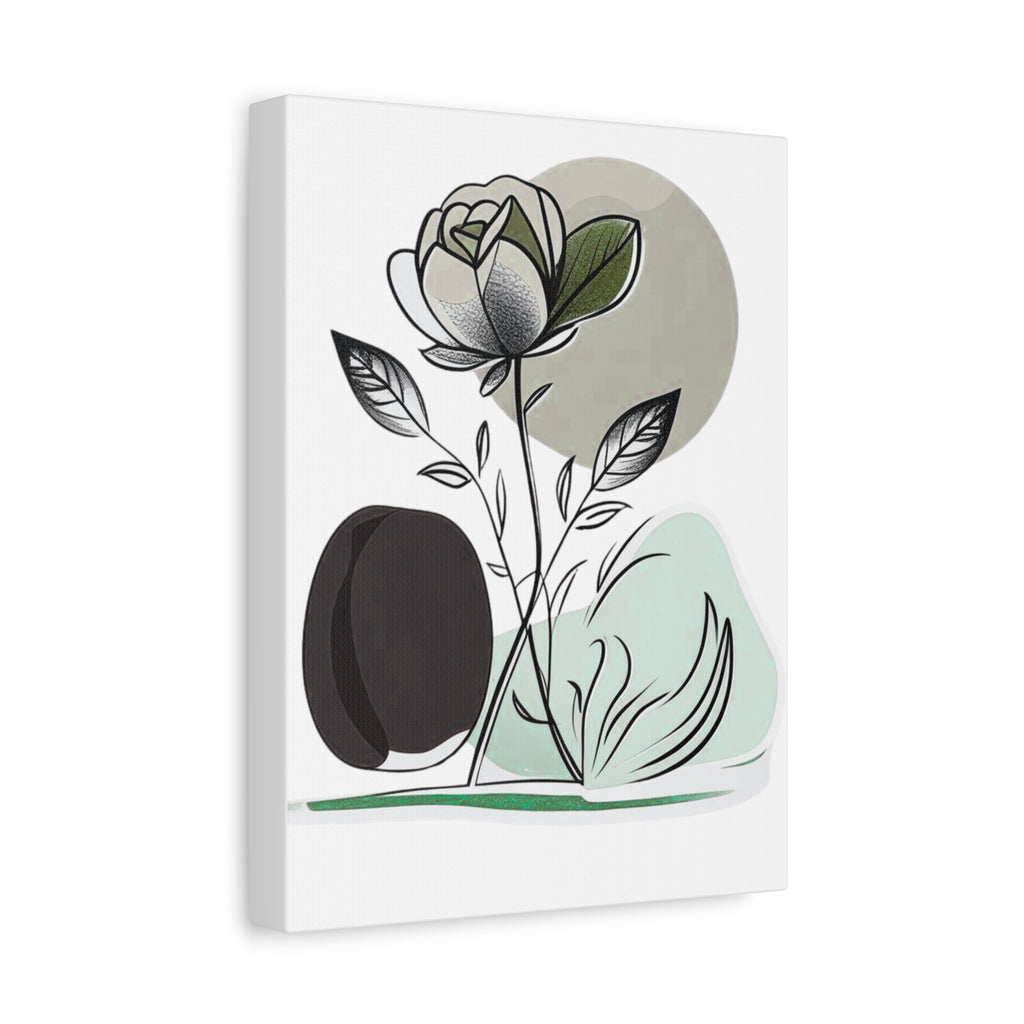 Dark Brown Abstract Floral Wall Art Canvas
