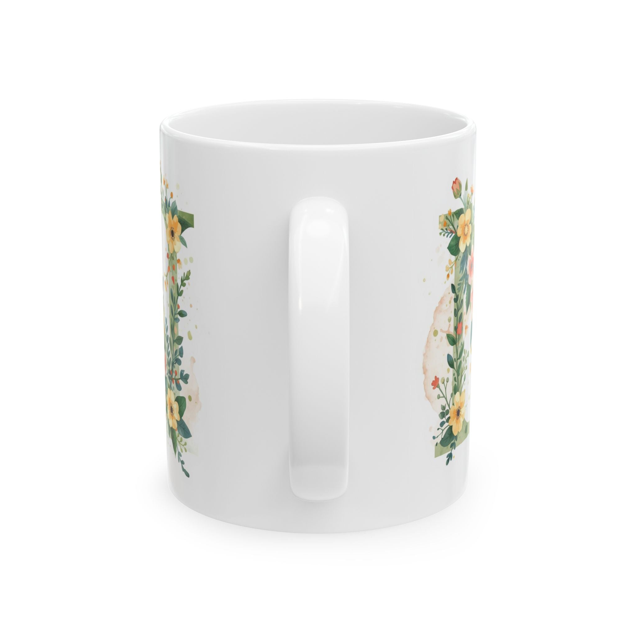 Floral Letter N Ceramic Coffee Mug (11oz, 15oz)