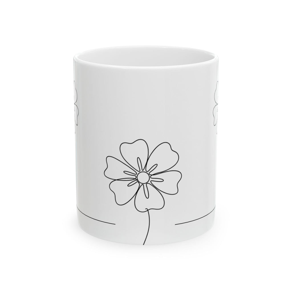 Minimal Art Line Wildflowers Ceramic Coffee Mug (11oz, 15oz)
