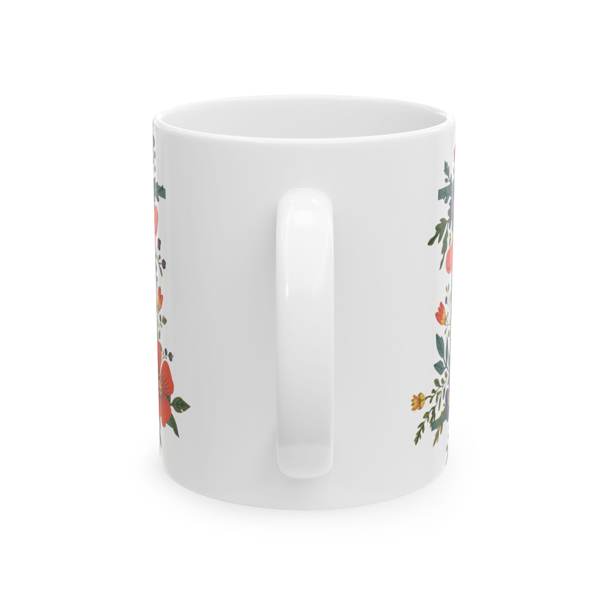 Floral Letter I Ceramic Coffee Mug  (11oz & 15oz)