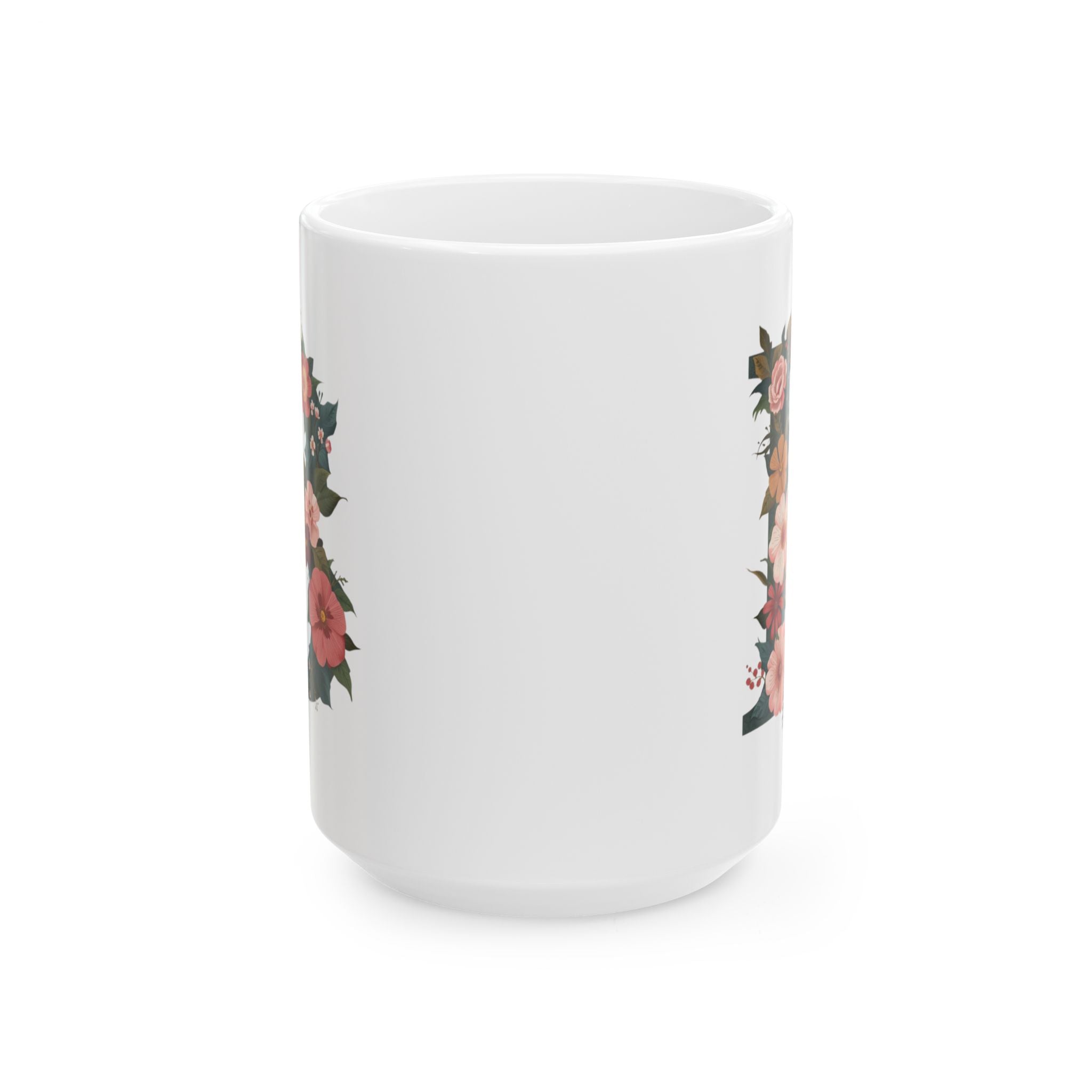 Floral Letter B Ceramic Coffee Mug  (11oz & 15oz)