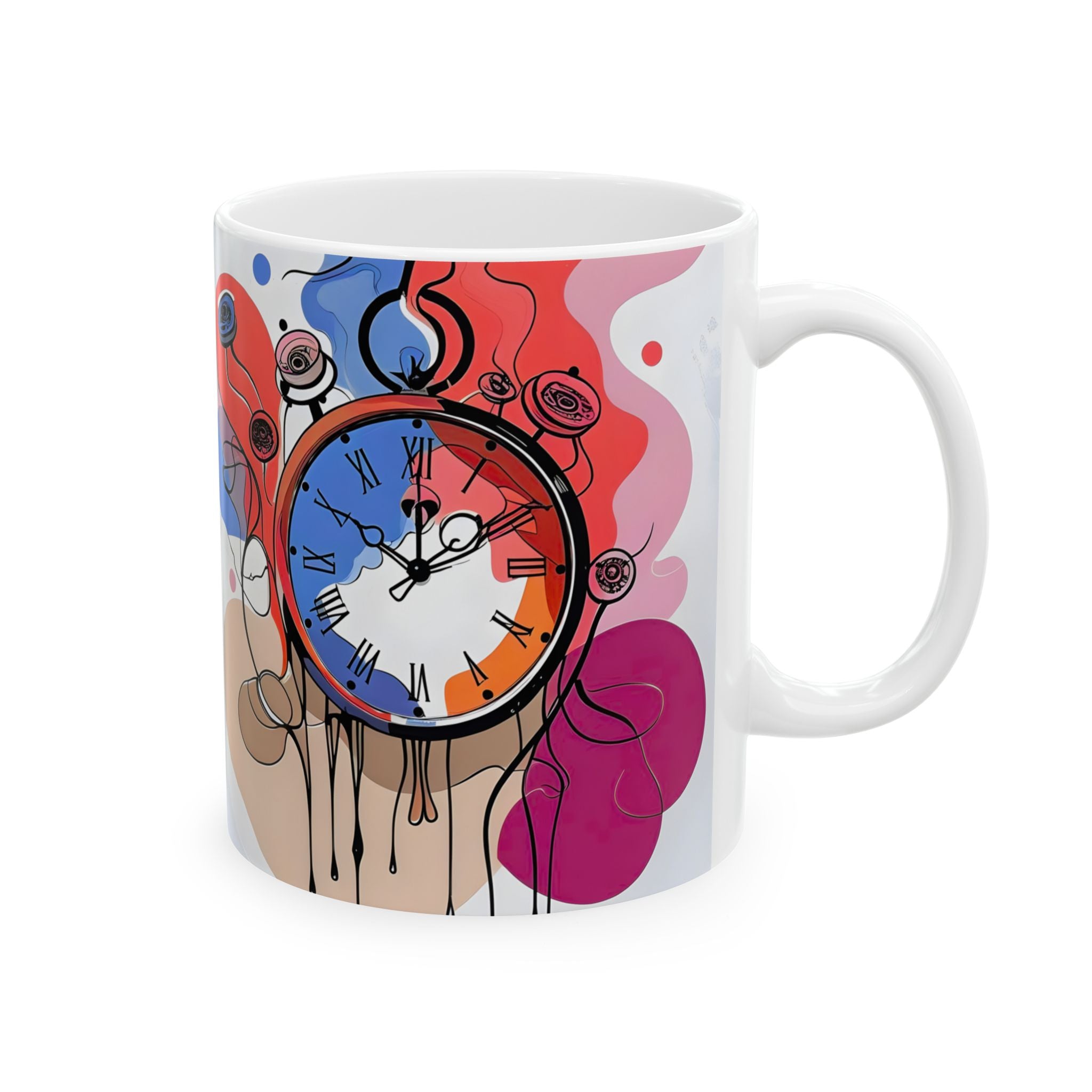 Multicolor Abstract Clock Ceramic Mug 11oz