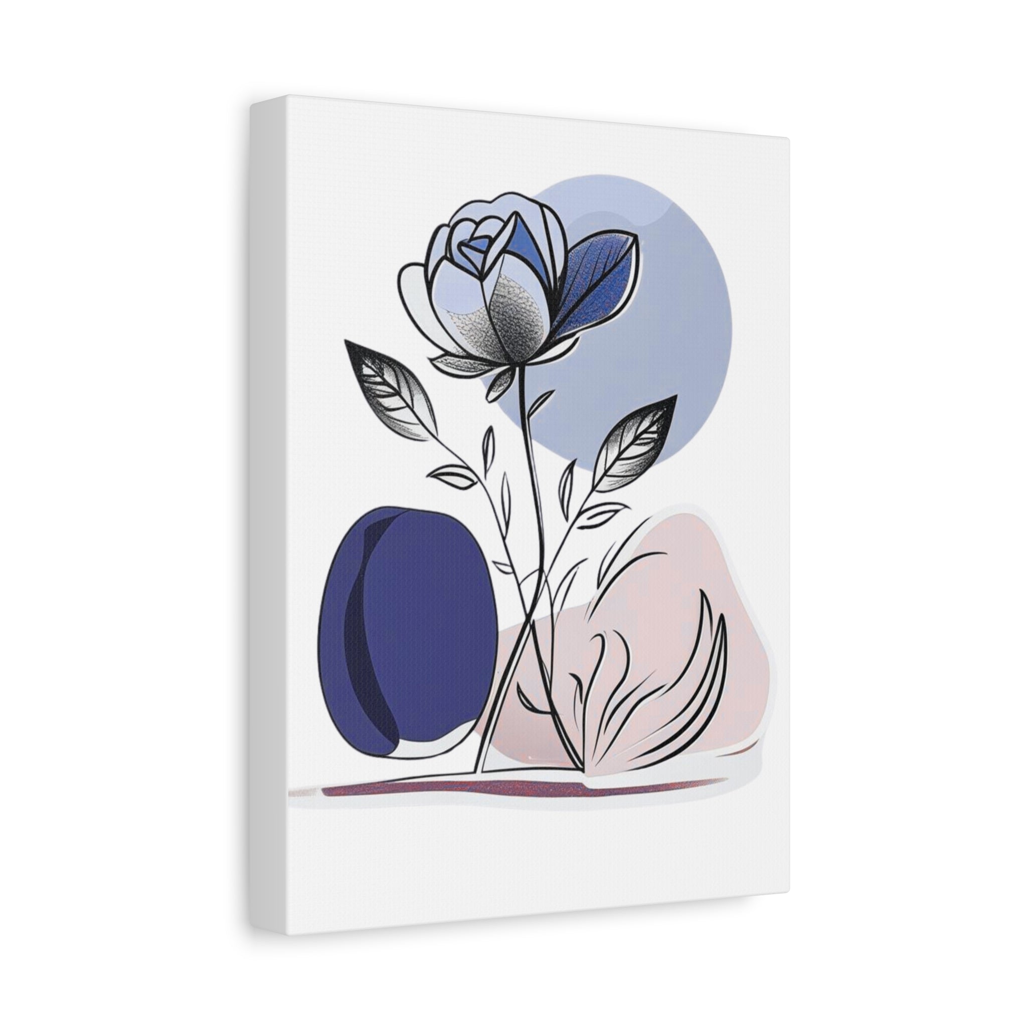 Blue Abstract Floral Wall Art Canvas