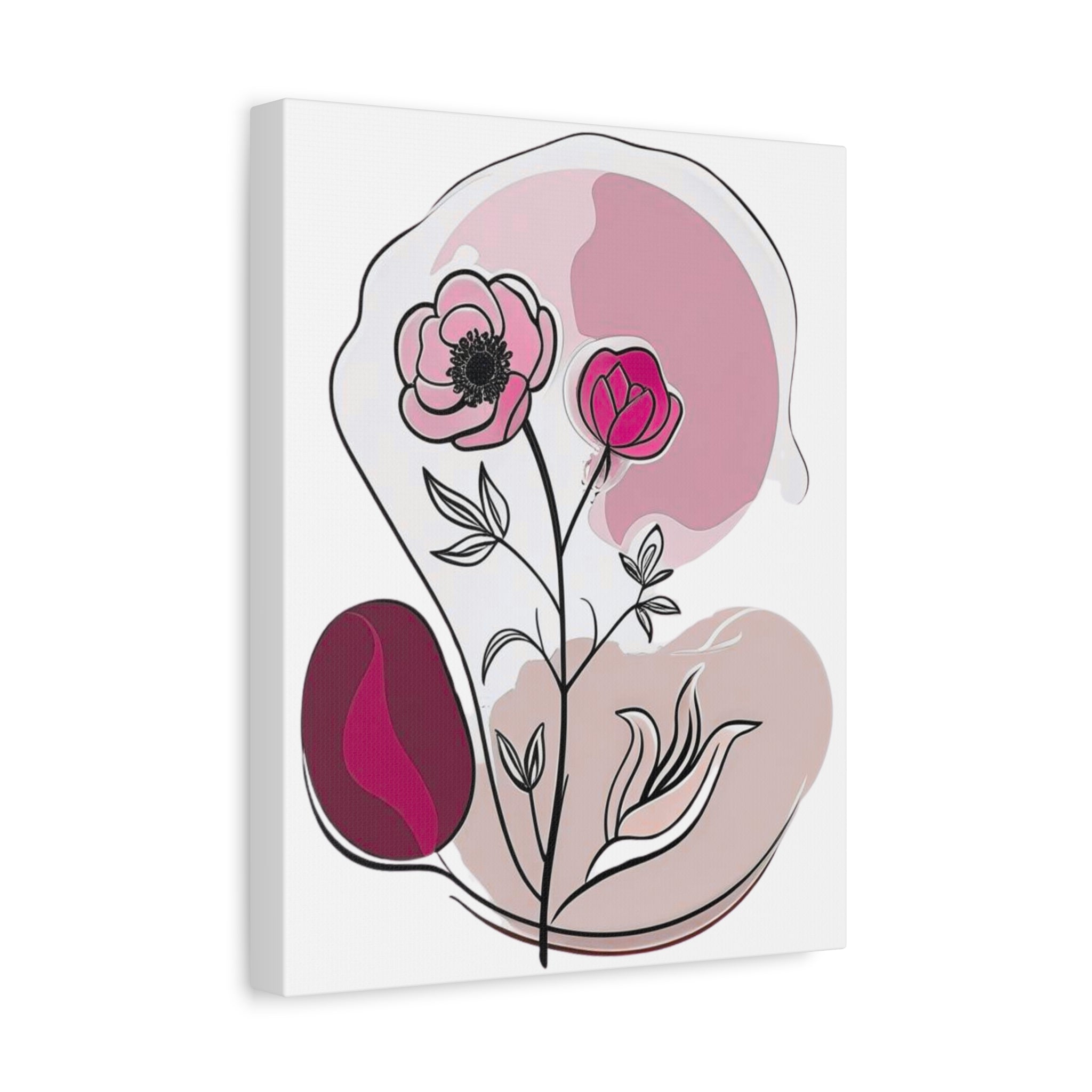 Dark Pink Abstract Floral Wall Art Canvas