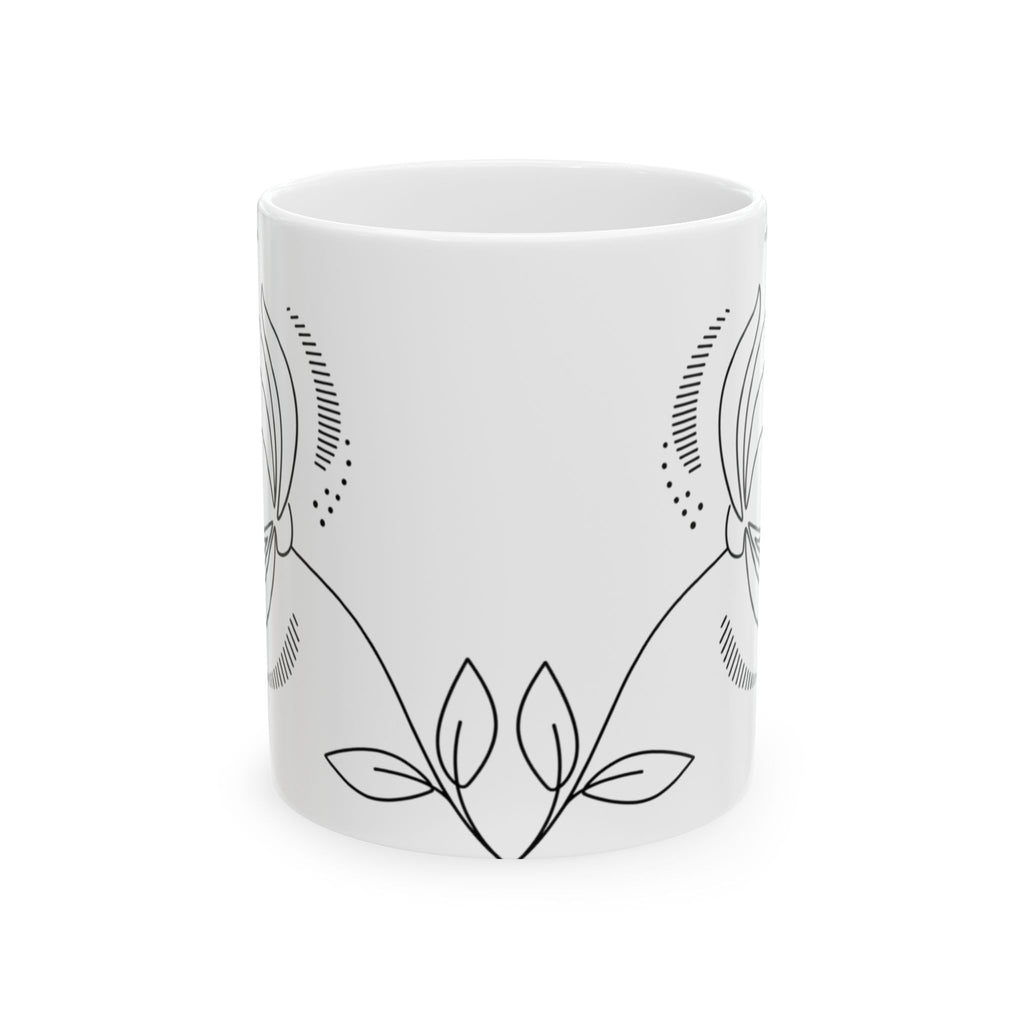 Minimalist Line Art Flower Ceramic Mug