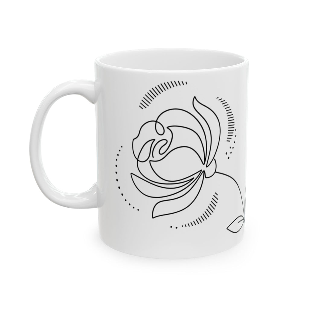 Minimalist Line Art Flower Ceramic Mug