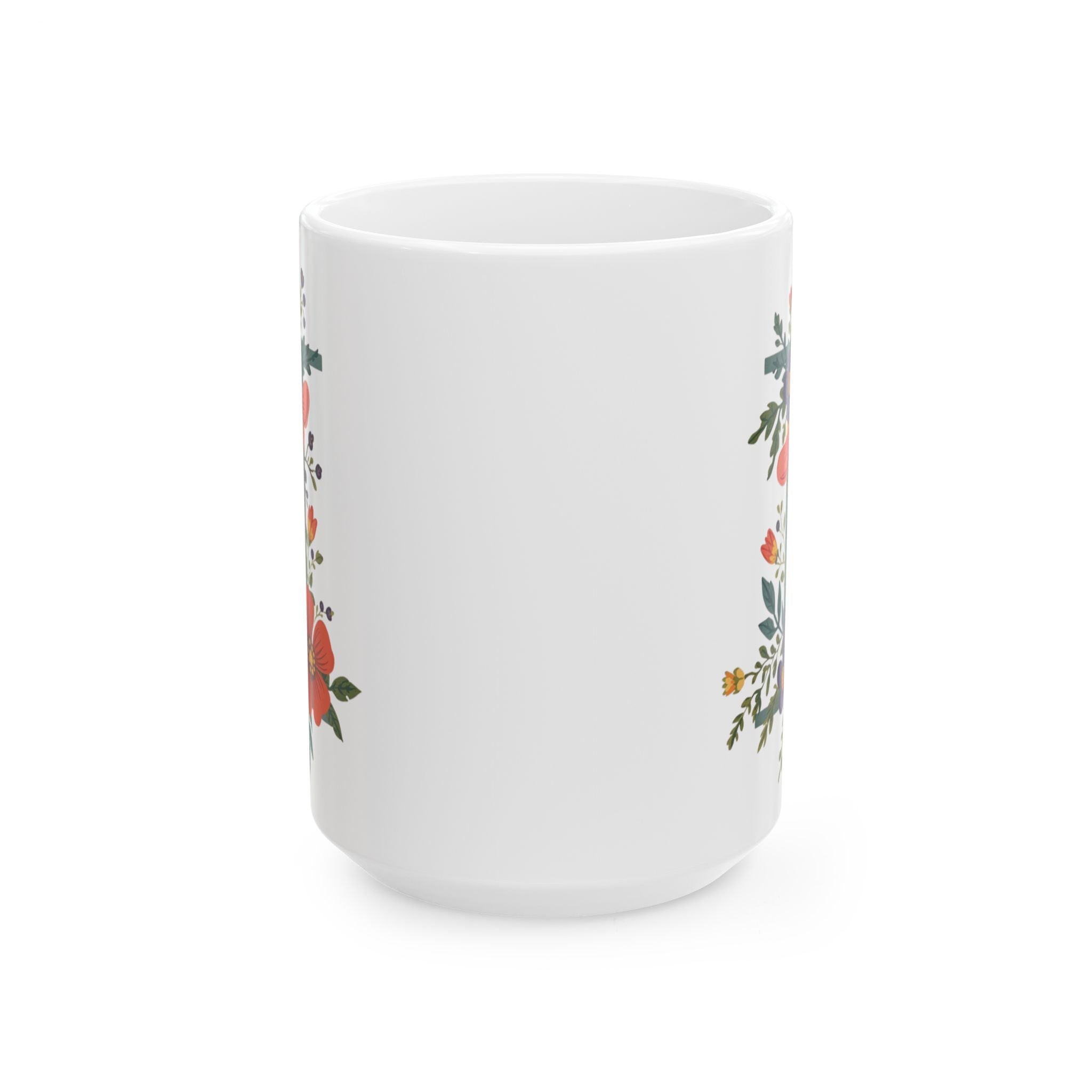Floral Letter I Ceramic Coffee Mug  (11oz & 15oz)