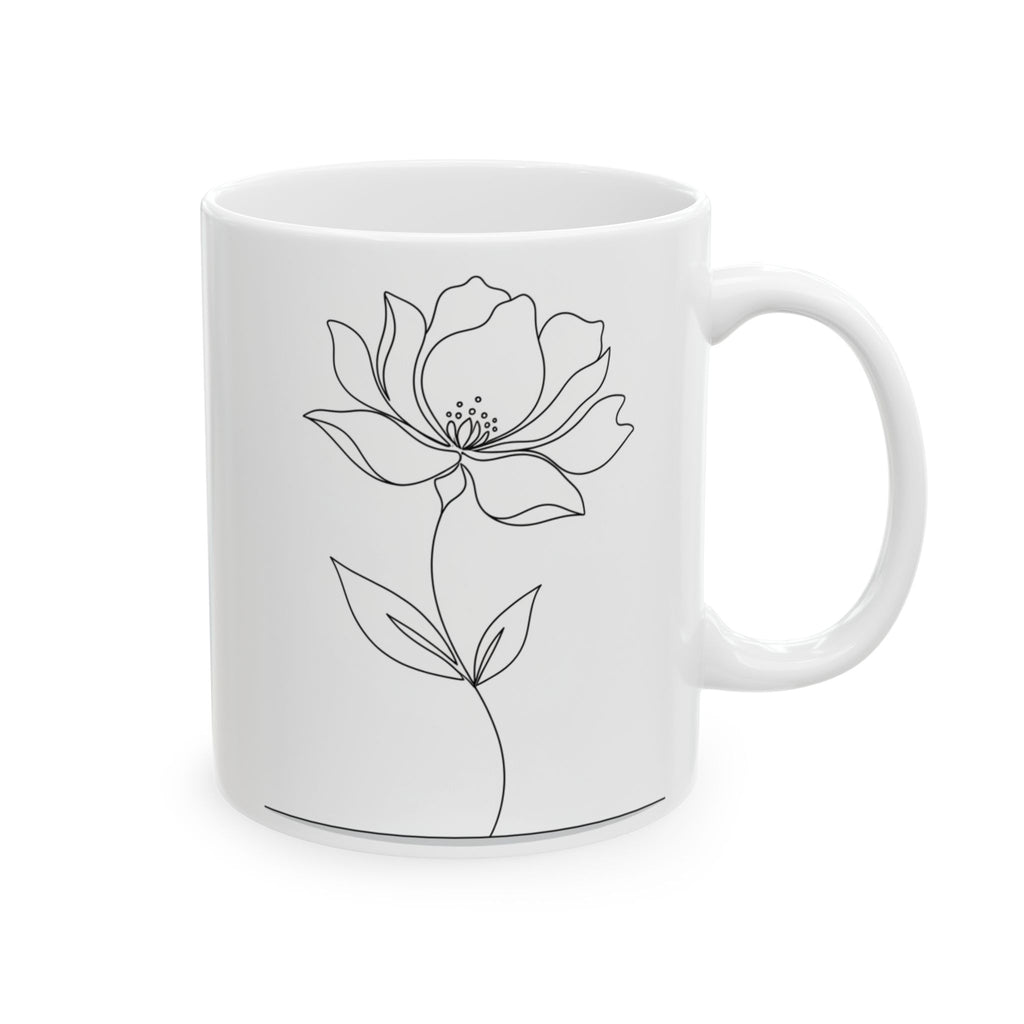Minimal Line Art Floral Ceramic Coffee Mug (11oz/15oz)