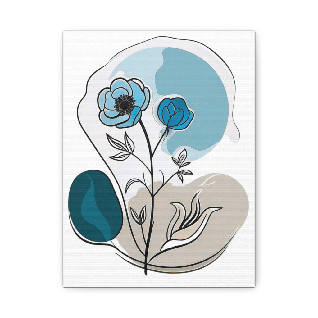 Blue-Green Abstract Floral Wall Art Canvas