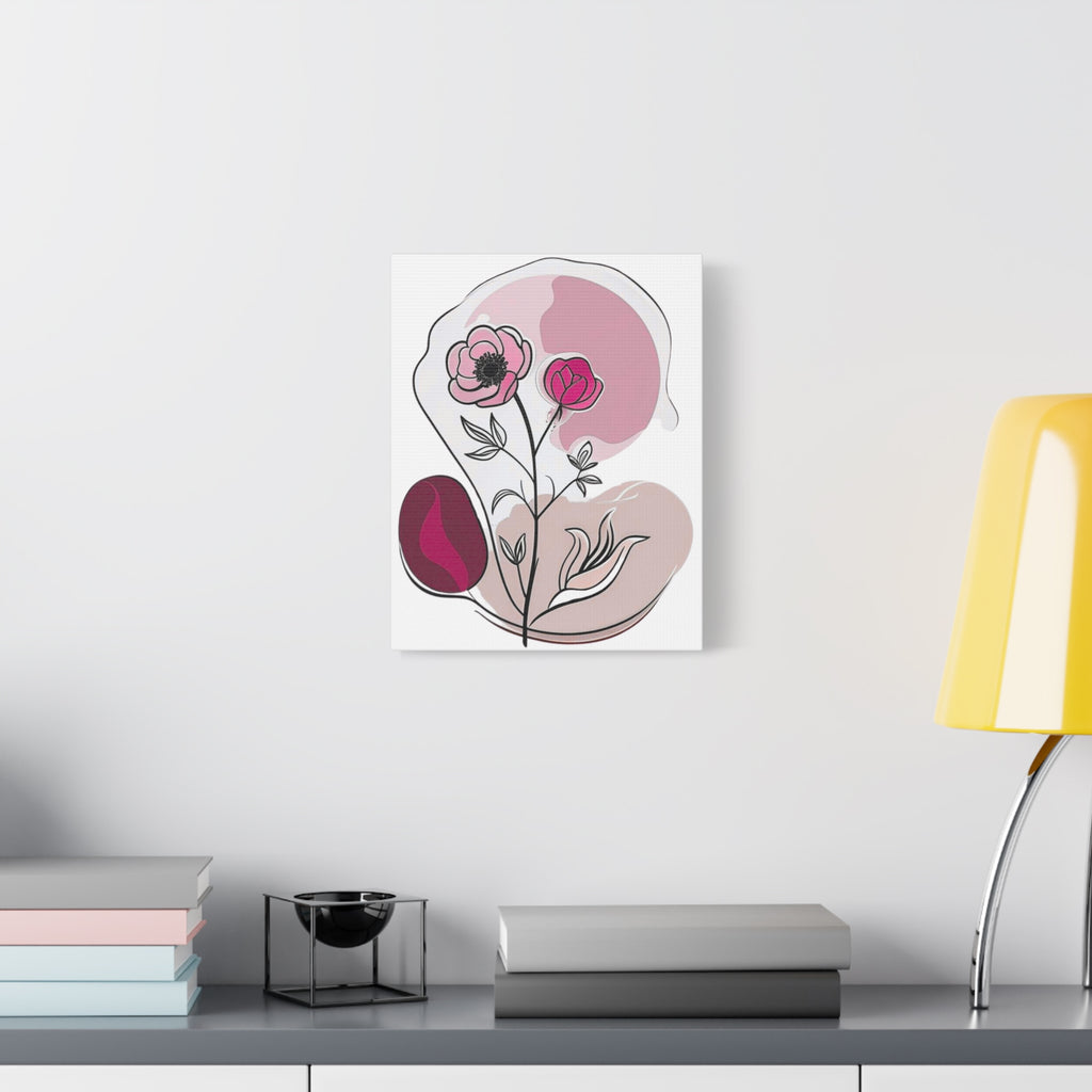 Dark Pink Abstract Floral Wall Art Canvas