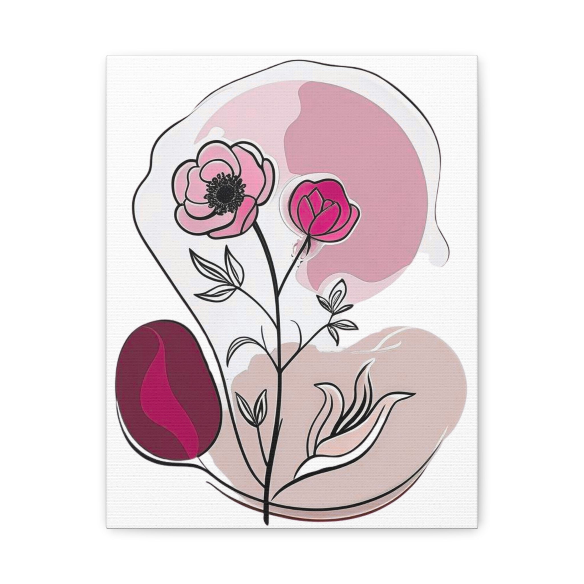 Dark Pink Abstract Floral Wall Art Canvas