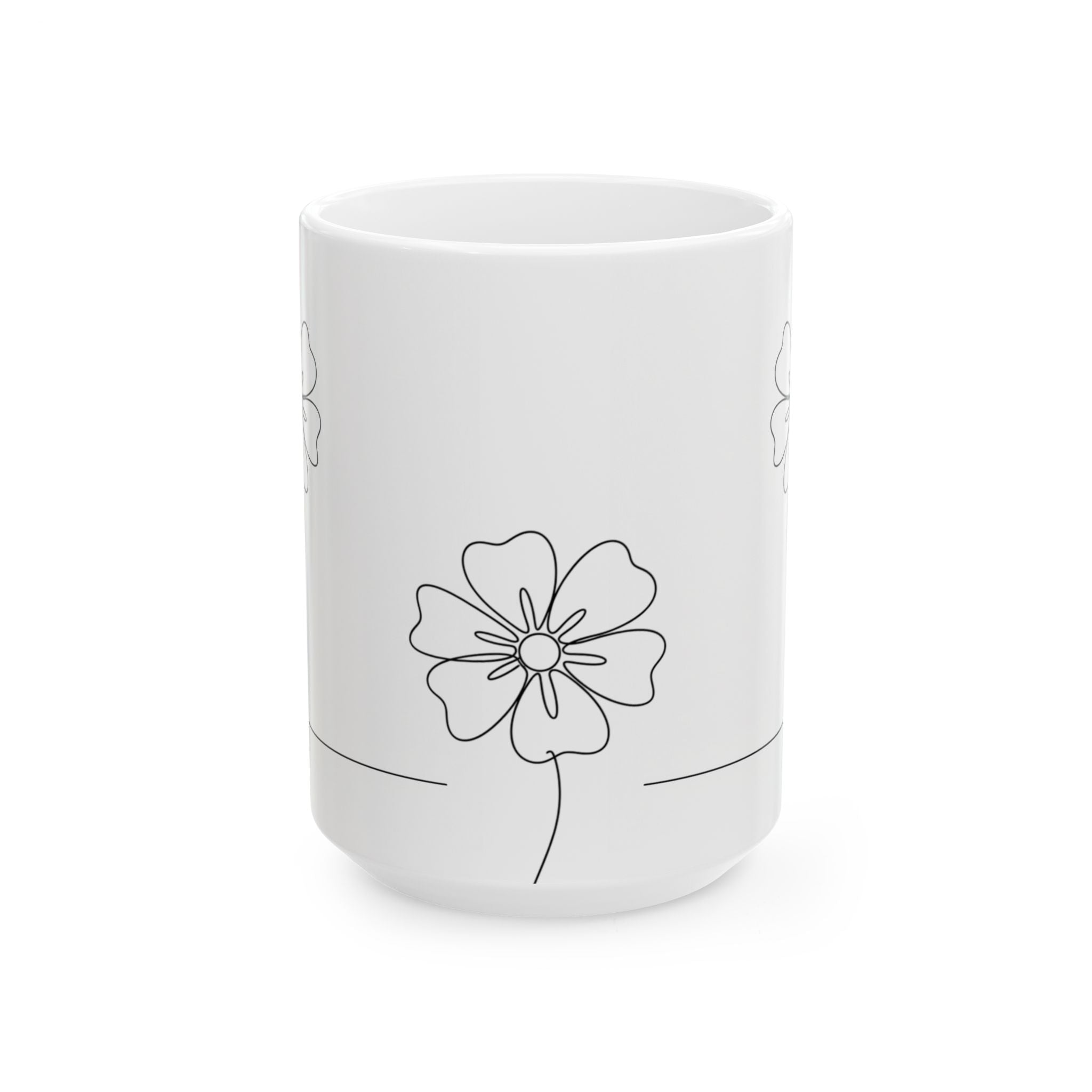 Minimal Art Line Wildflowers Ceramic Coffee Mug (11oz, 15oz)
