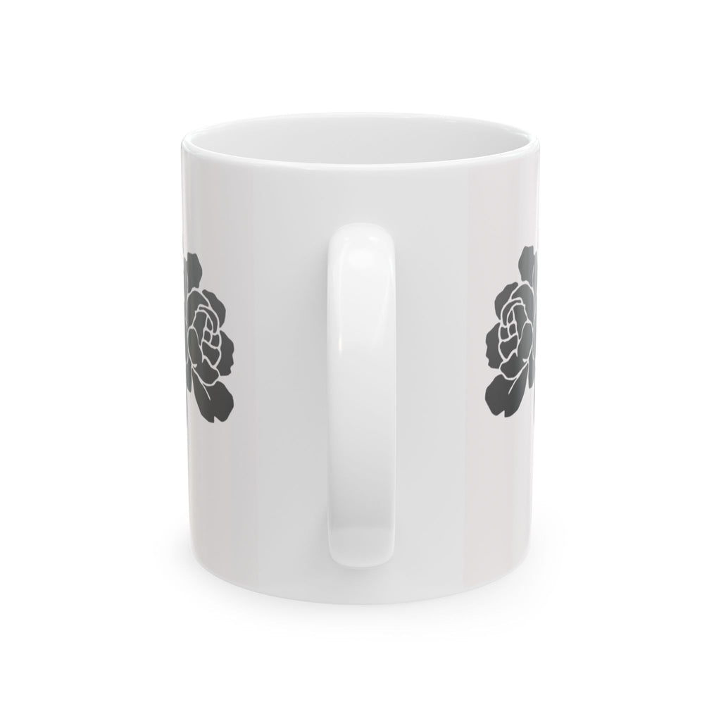 Black Floral Minimal Vine Ceramic Coffee Mug (11oz & 15oz)