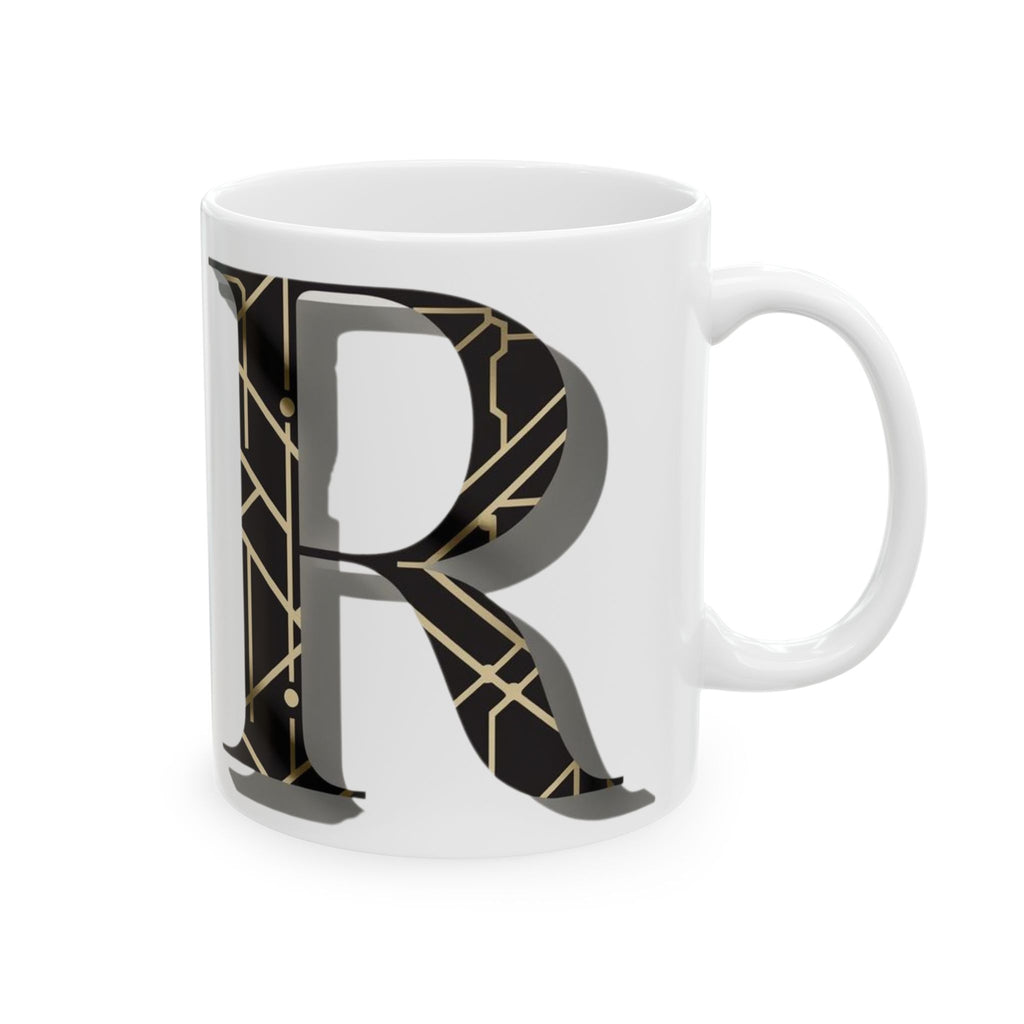 Elegant & Modern Letter R Ceramic Coffee Mug (11oz, 15oz)