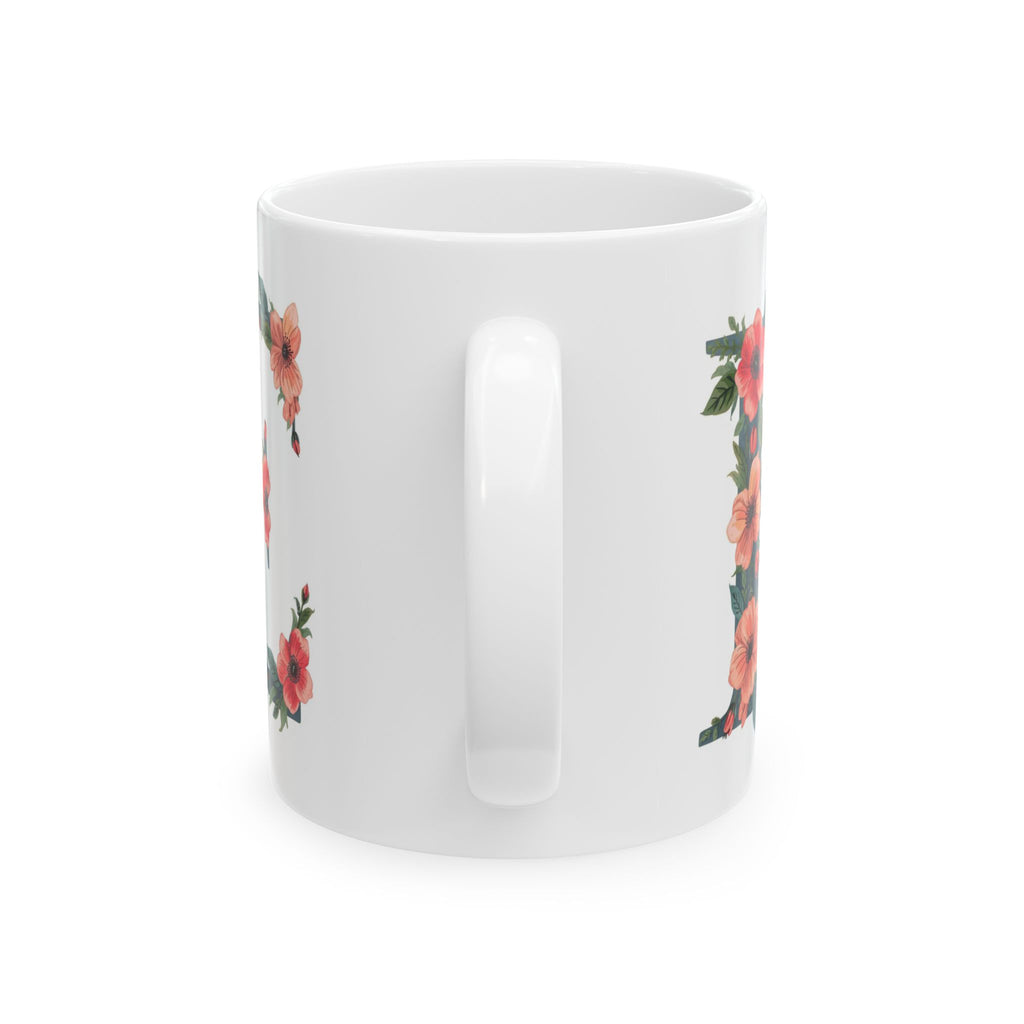 Floral Letter E Ceramic Coffee Mug  (11oz & 15oz)