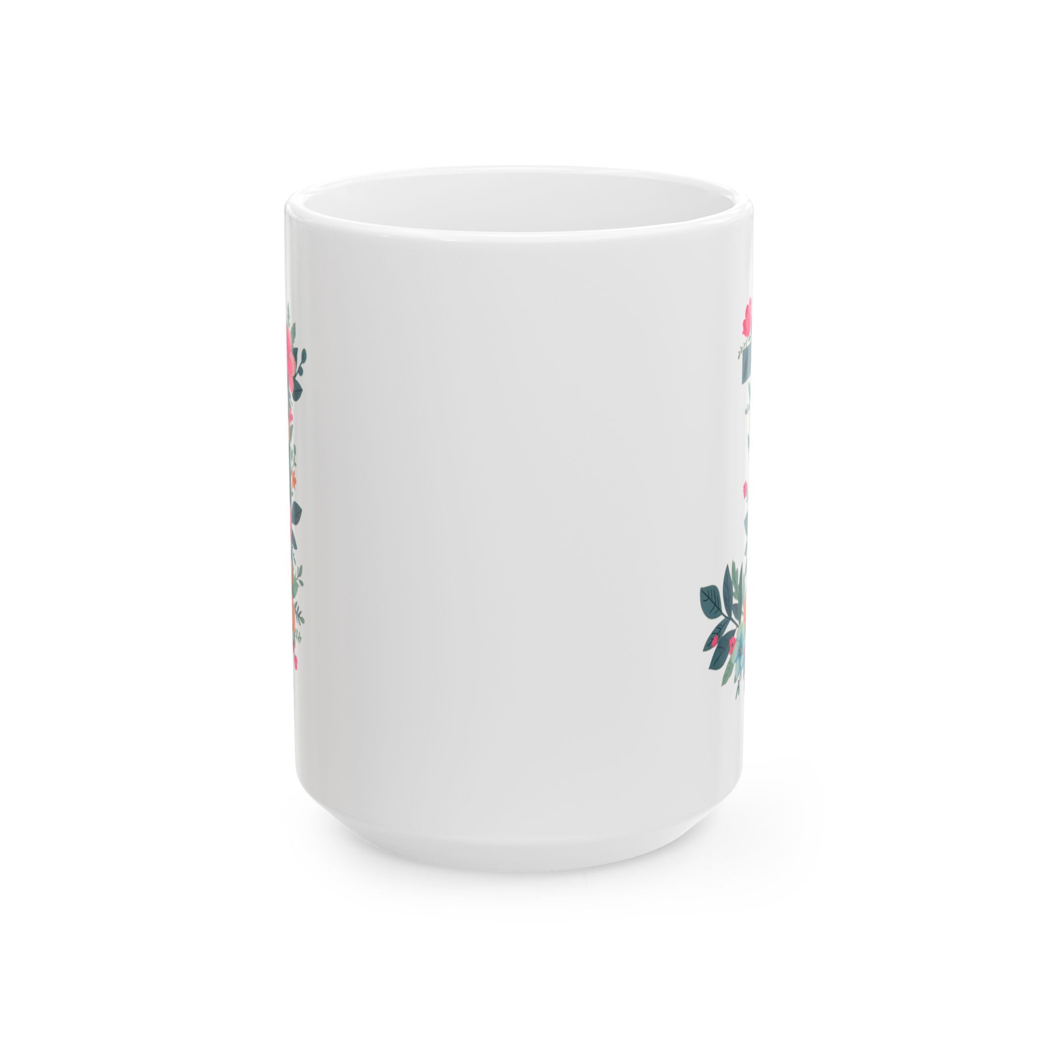 Floral Letter J Ceramic Coffee Mug (11oz, 15oz)