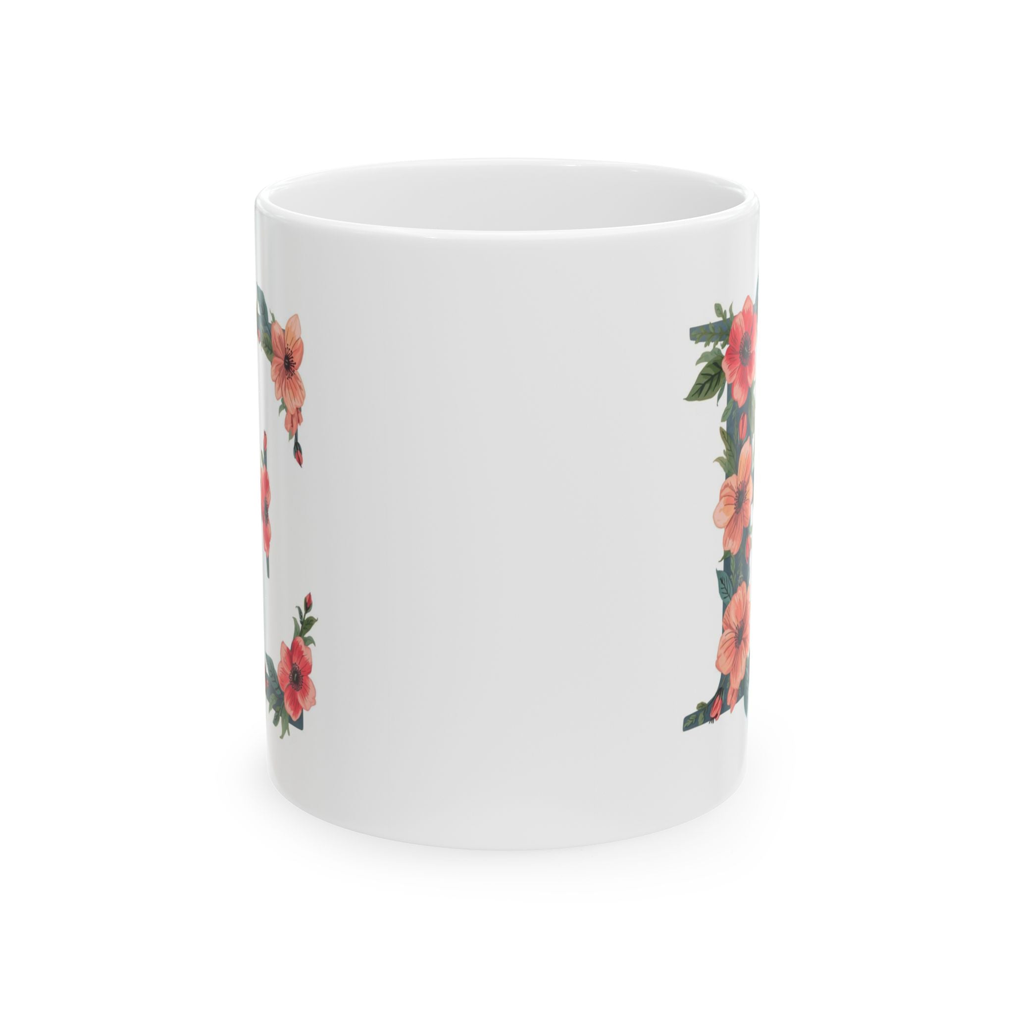 Floral Letter E Ceramic Coffee Mug  (11oz & 15oz)