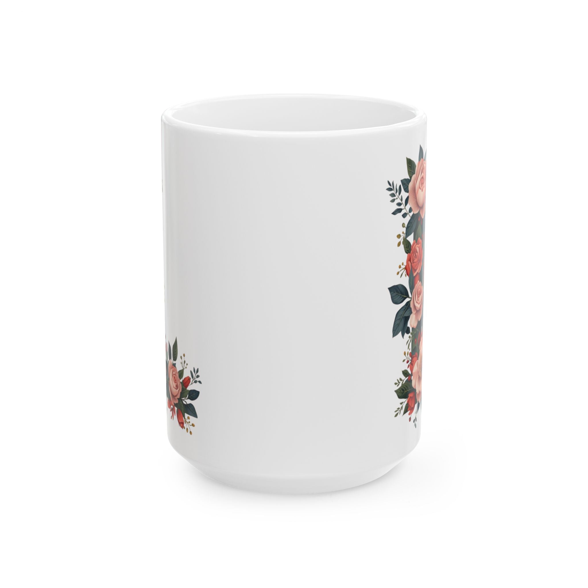 Floral Letter L Ceramic Coffee Mug  (11oz & 15oz)