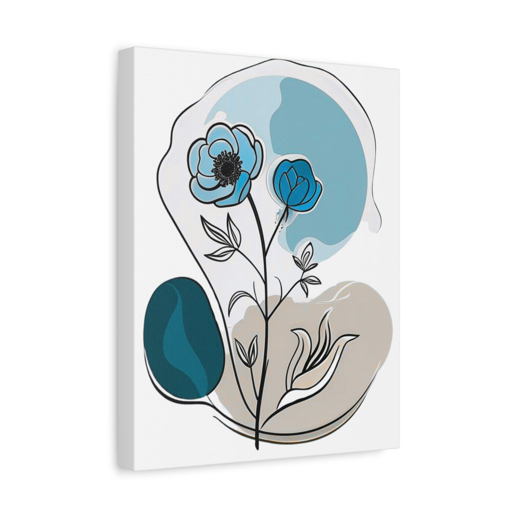 Blue-Green Abstract Floral Wall Art Canvas