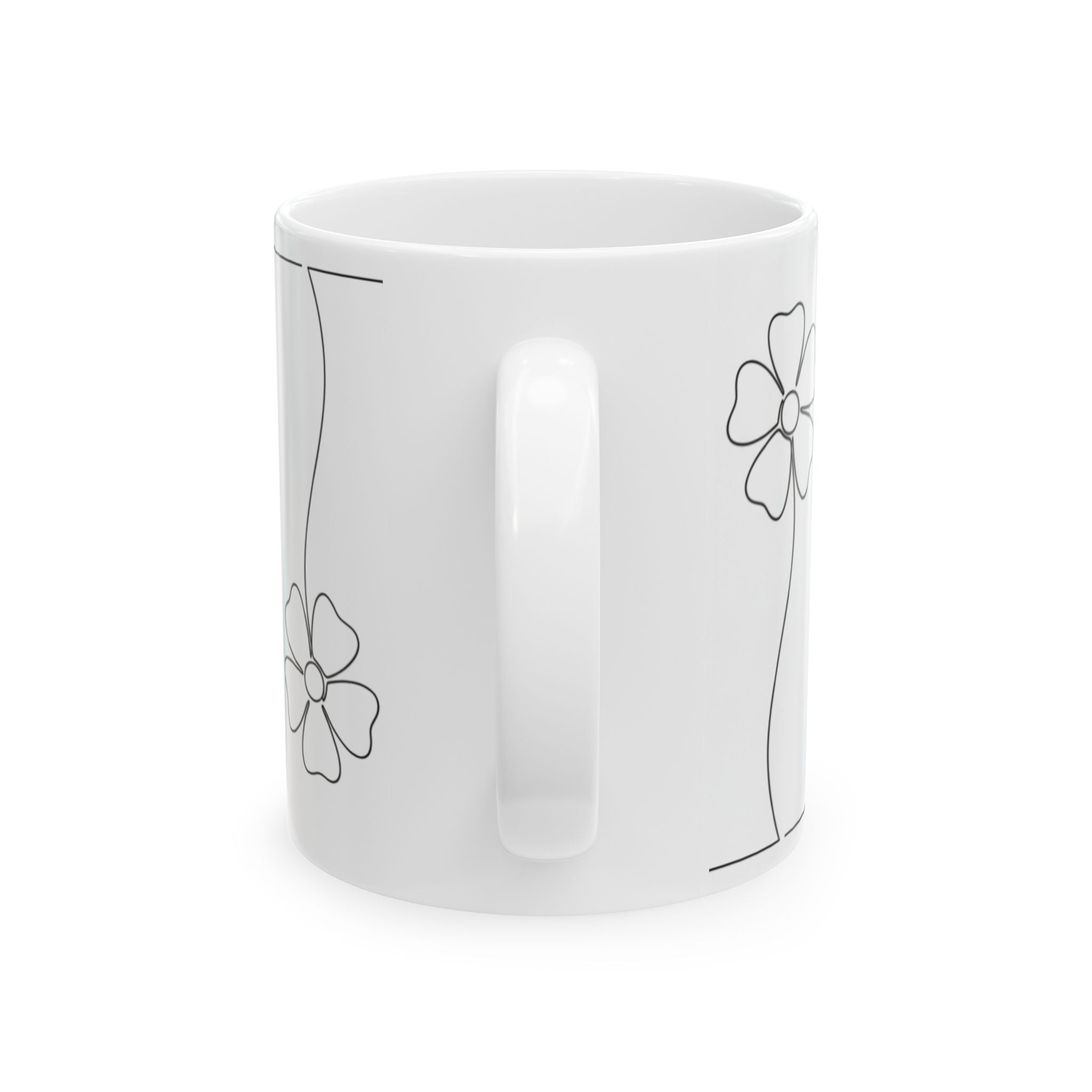Minimal Line Art Daisy Ceramic Coffee Mug(11oz, 15oz)
