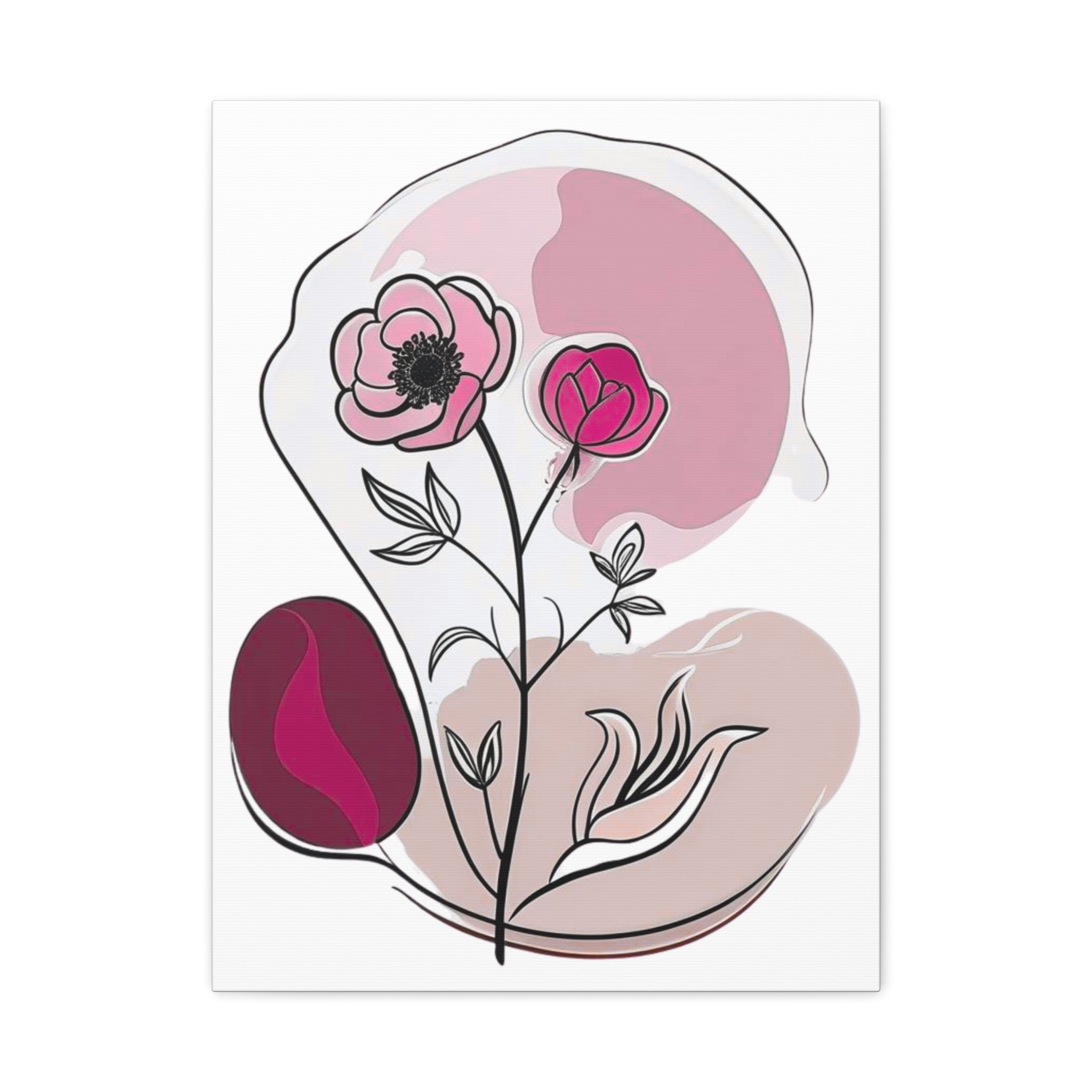 Dark Pink Abstract Floral Wall Art Canvas
