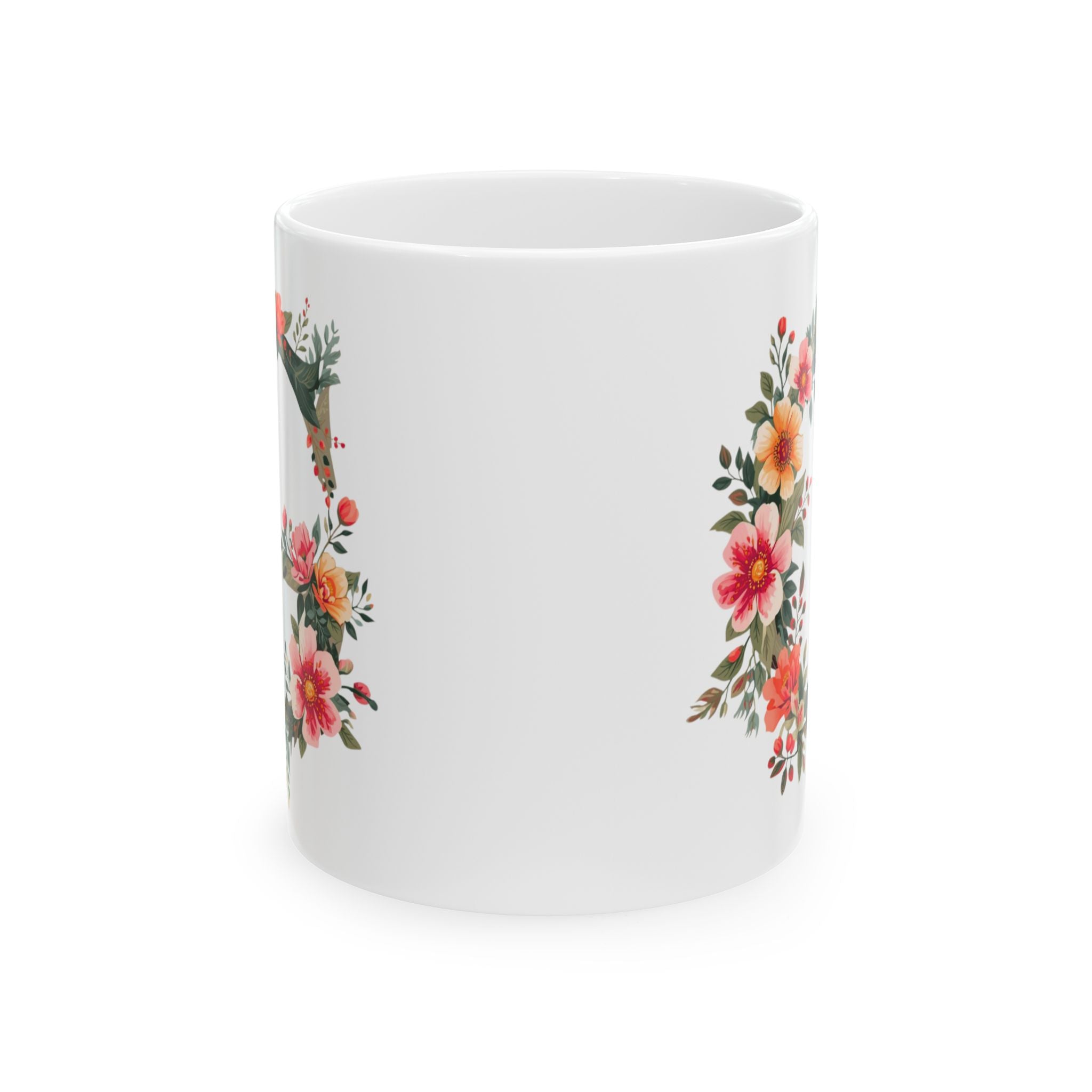 Floral Letter G Ceramic Coffee Mug  (11oz, 15oz)