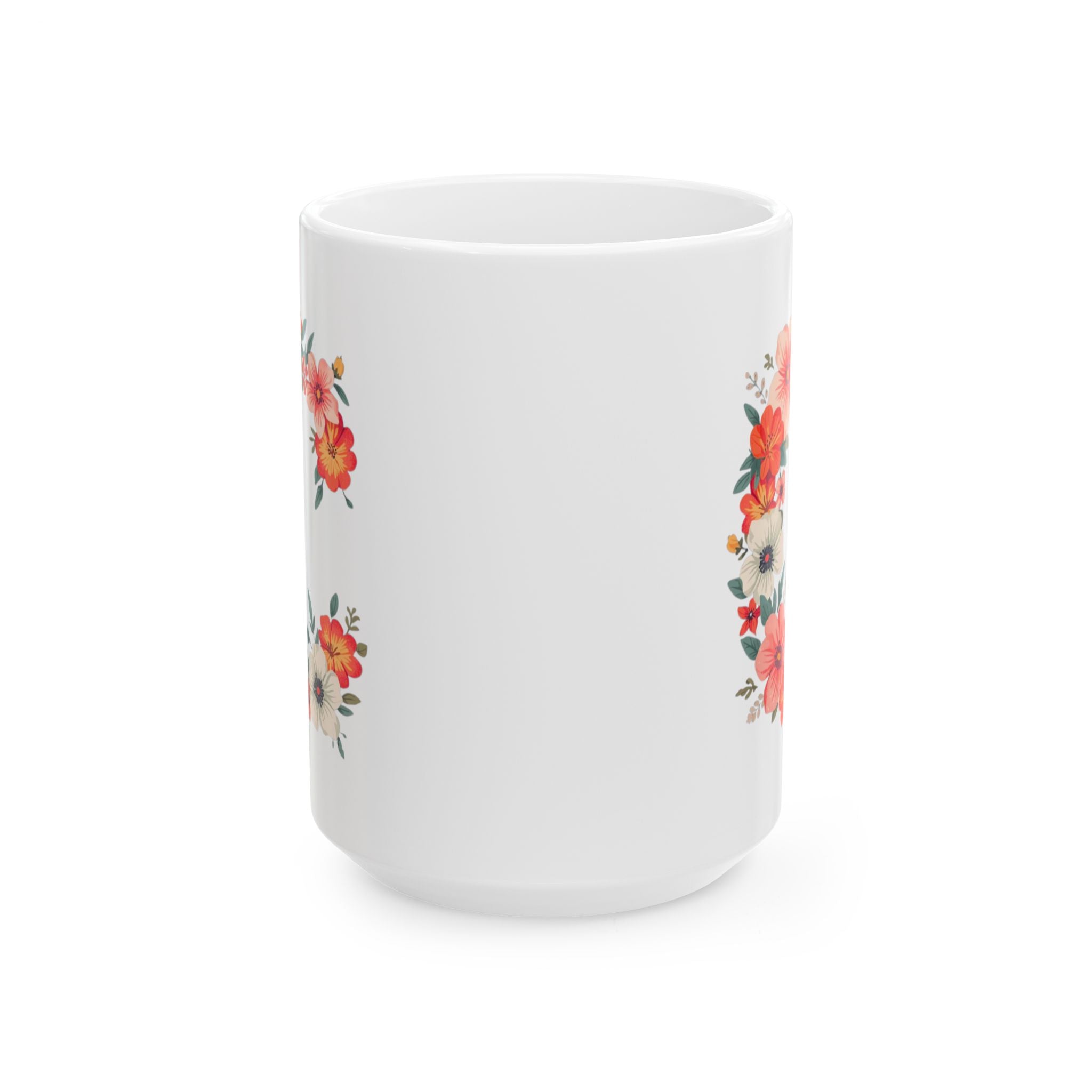 Floral Letter C Ceramic Coffee Mug  (11oz & 15oz)